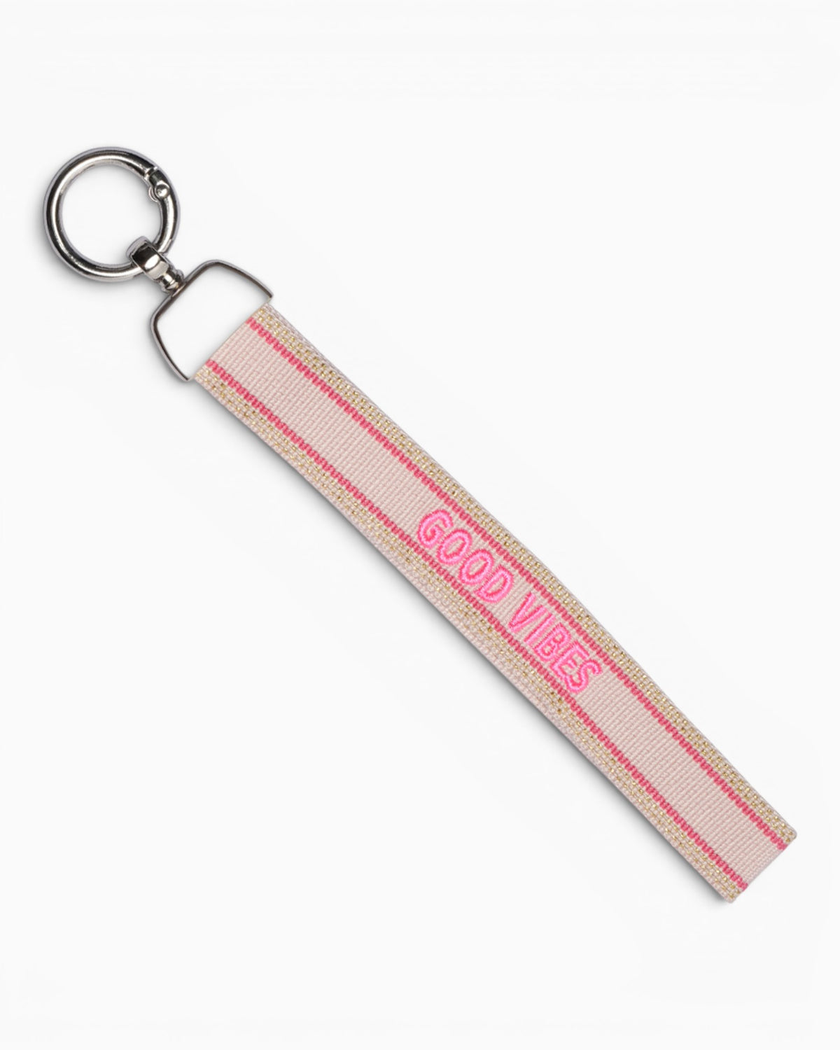 Schlüsselanhänger mit Statement Good Vibes beige pink