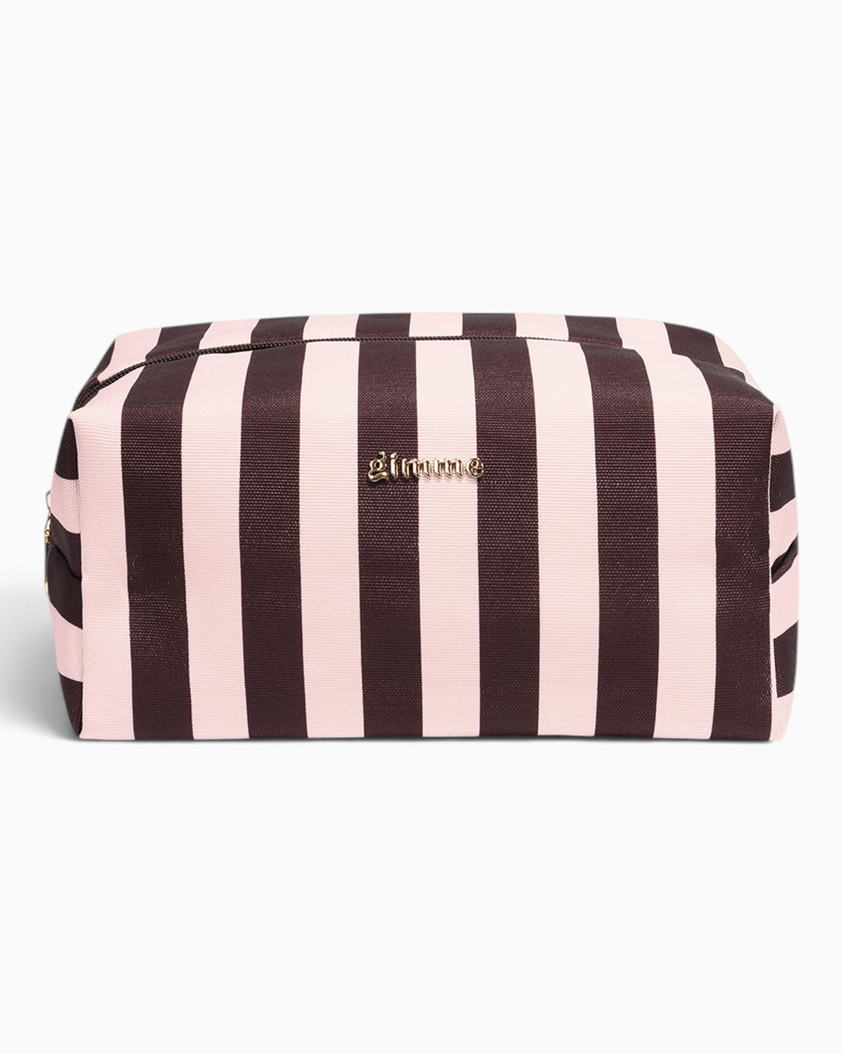 Kosmetiktasche Streifen dunkelbraun rosa