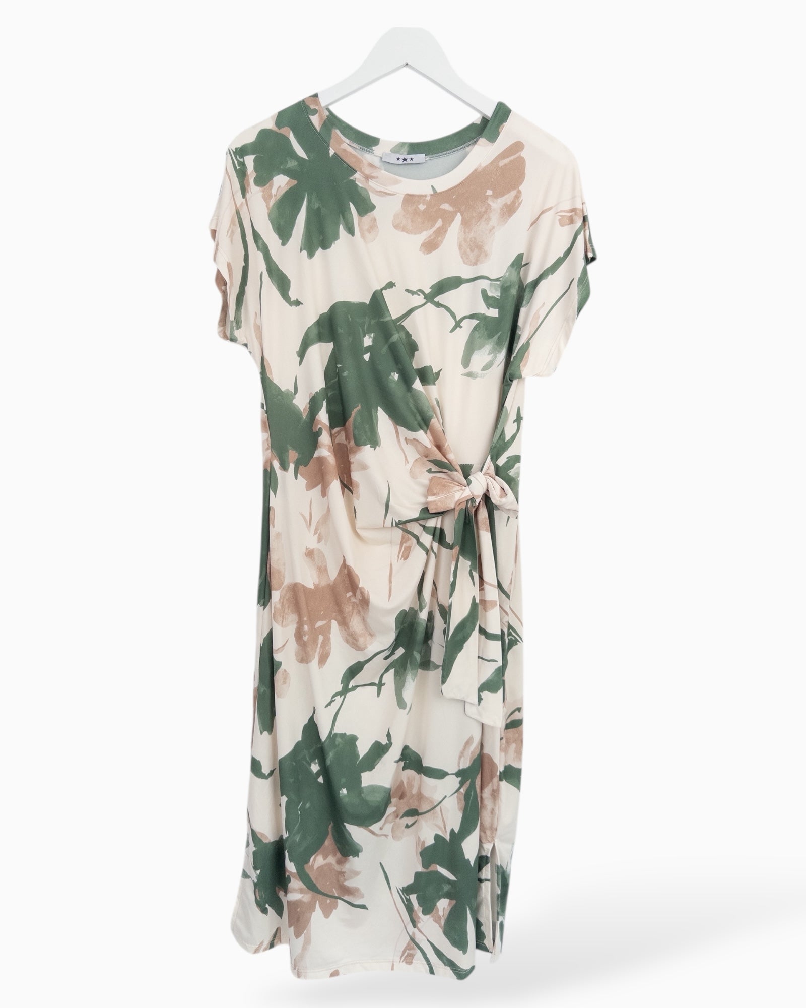 Kleid mit Blumen-Muster oliv