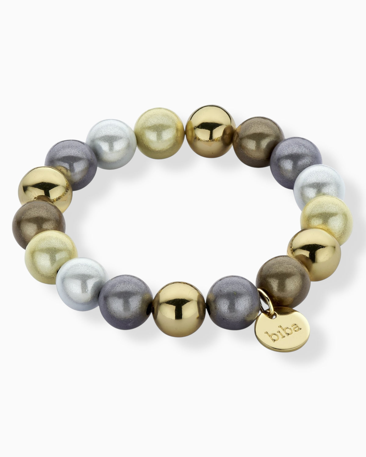 Perlenarmband biba grau creme goldfarben