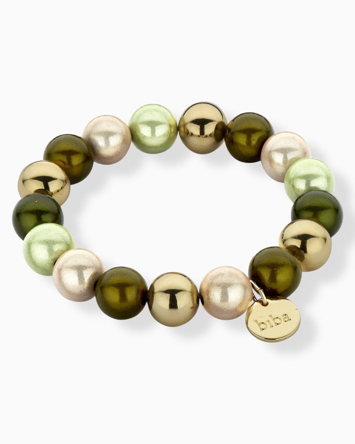 Perlenarmband biba oliv creme goldfarben