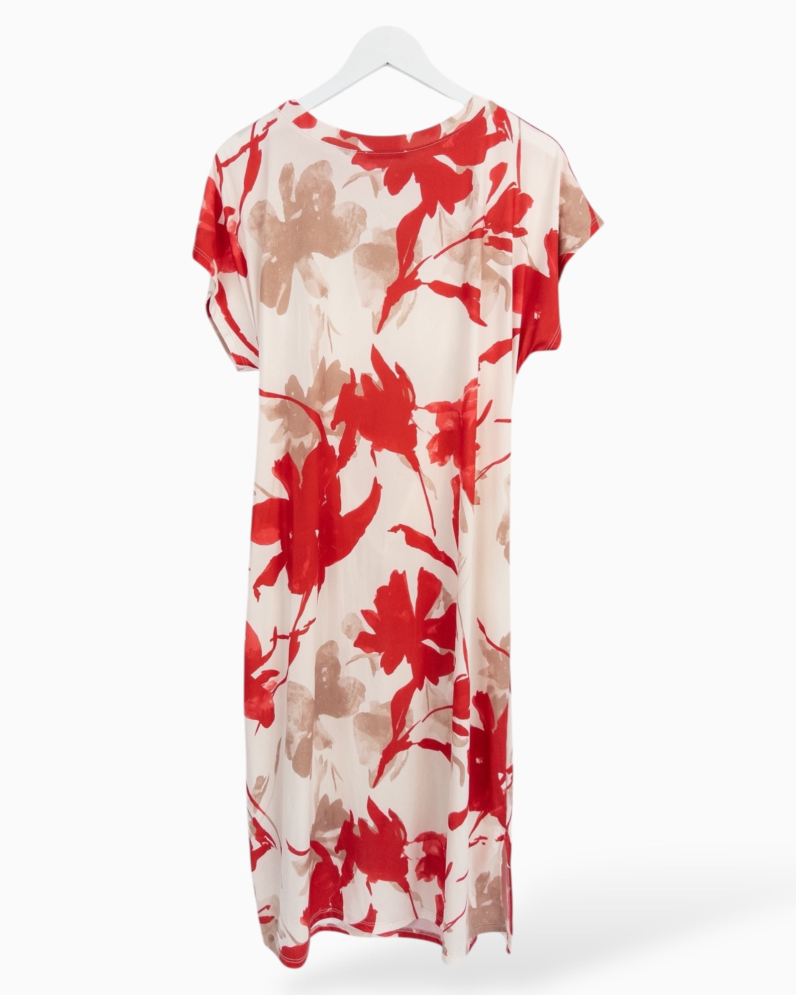 Kleid mit Blumen-Muster rot