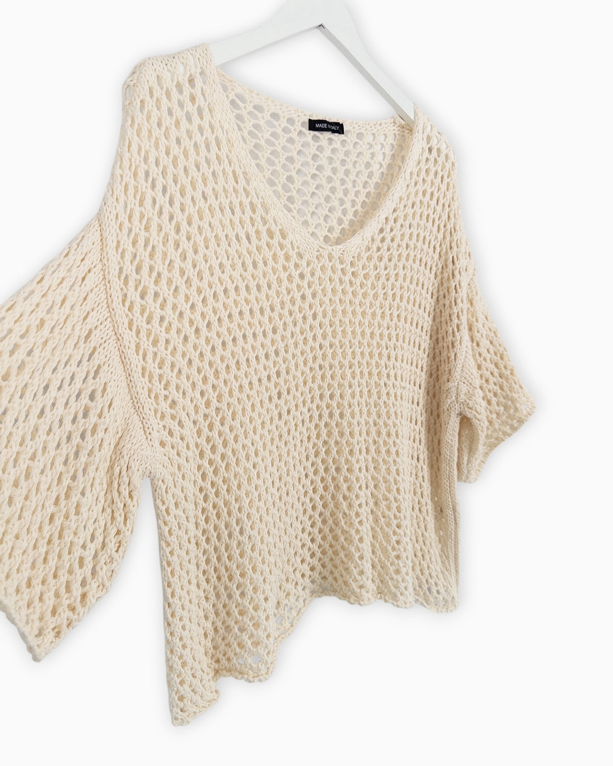 Häkel-Shirt V-Ausschnitt creme