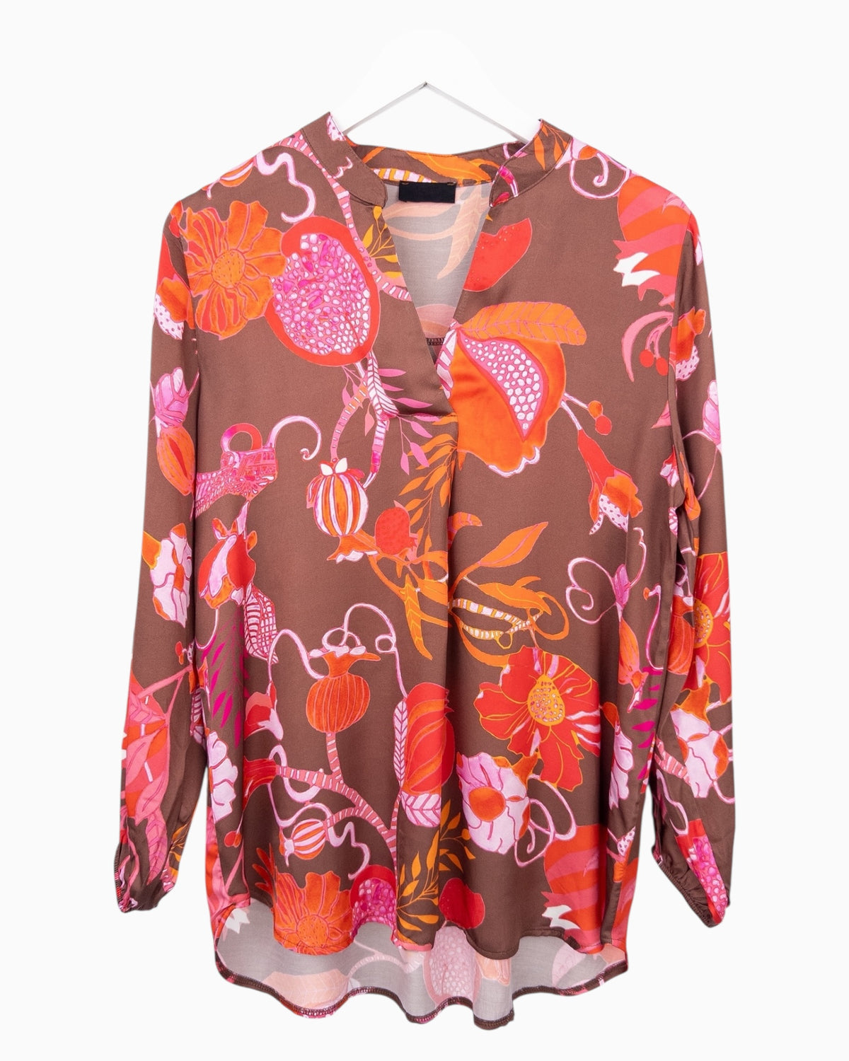 Bluse Flower braun orange