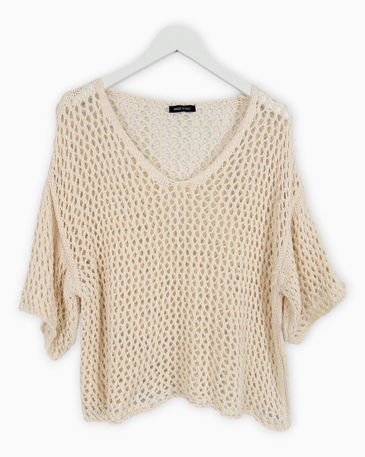 Häkel-Shirt V-Ausschnitt creme