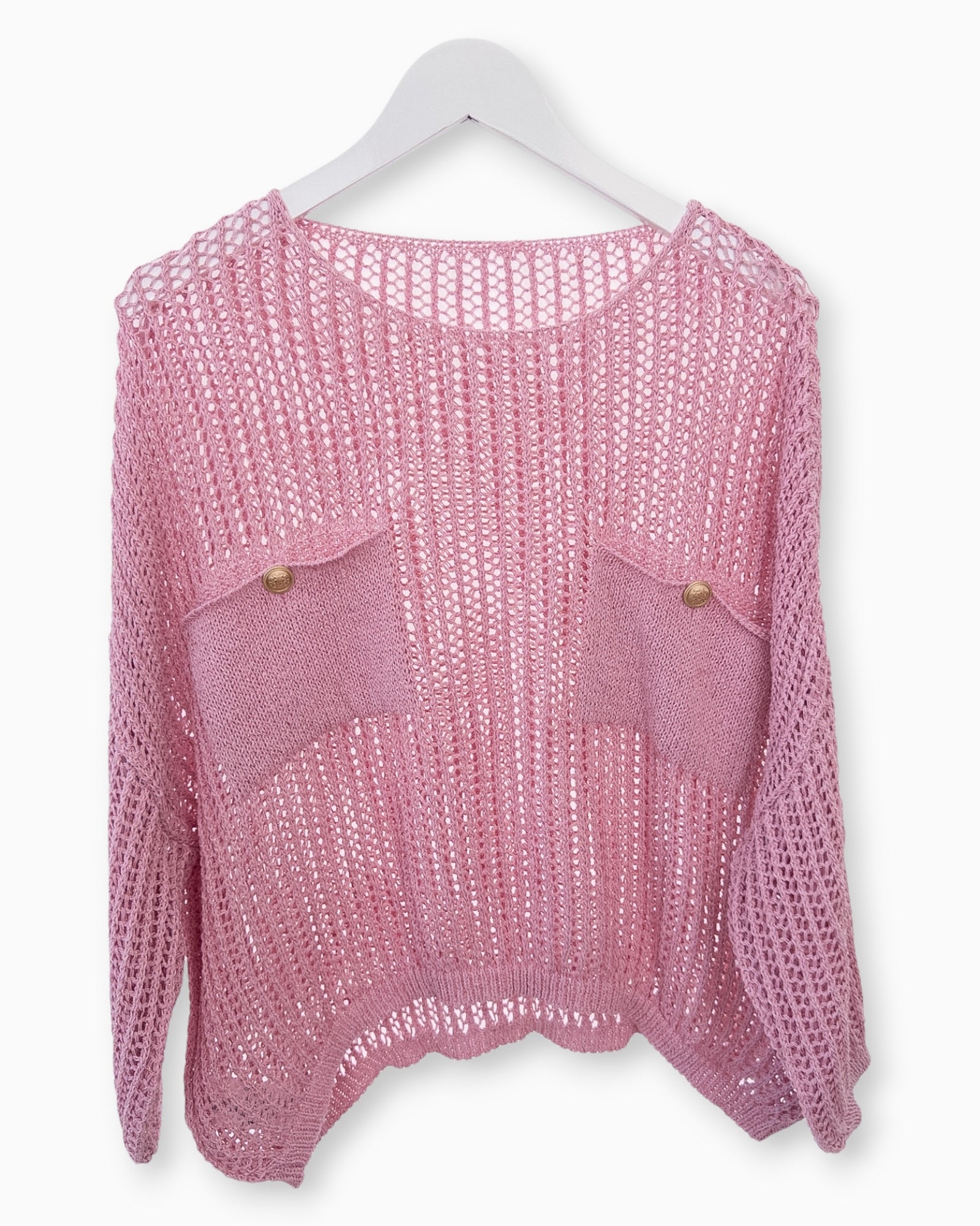 Häkel-Shirt mit Metallic-Effekt rosa
