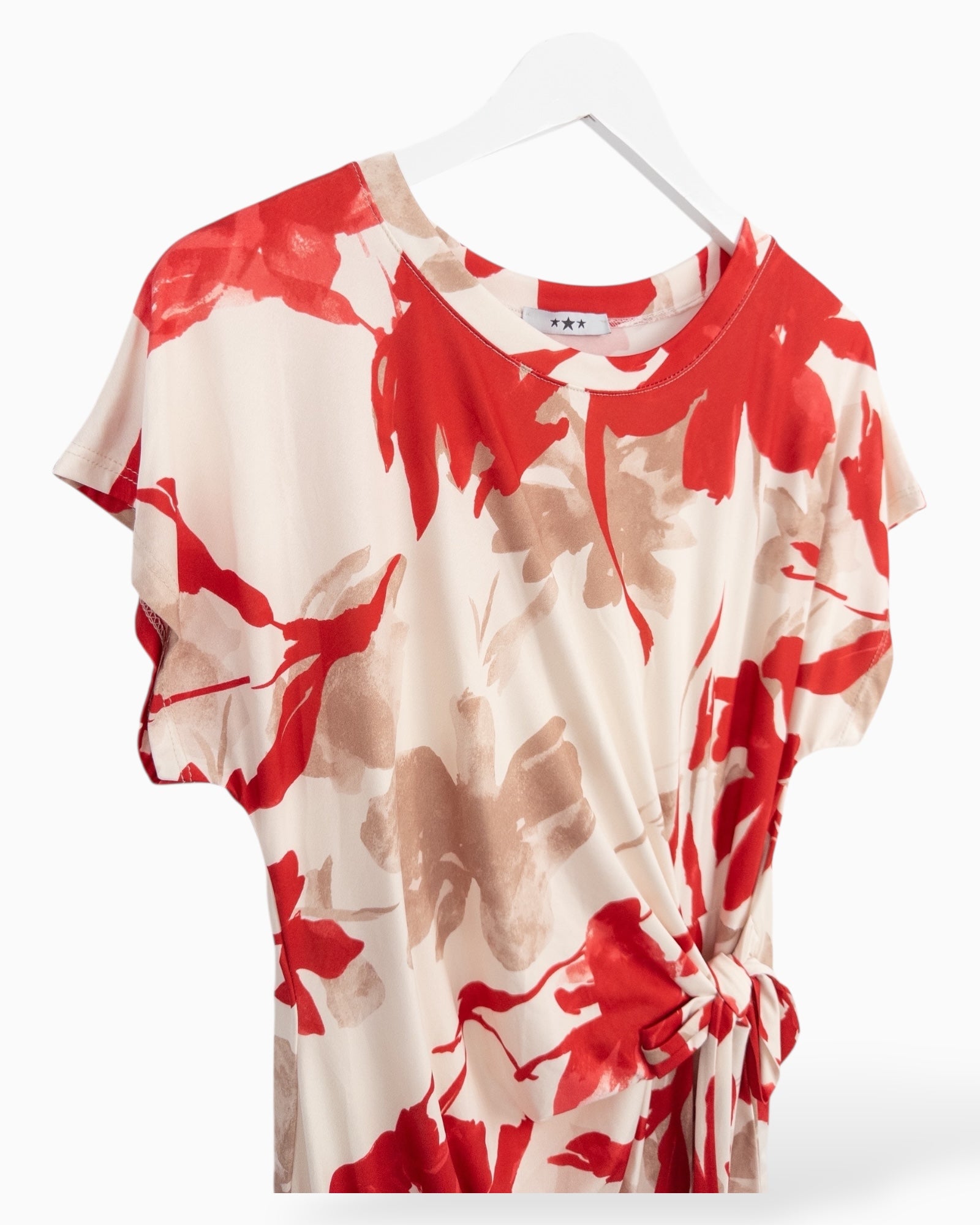 Kleid mit Blumen-Muster rot