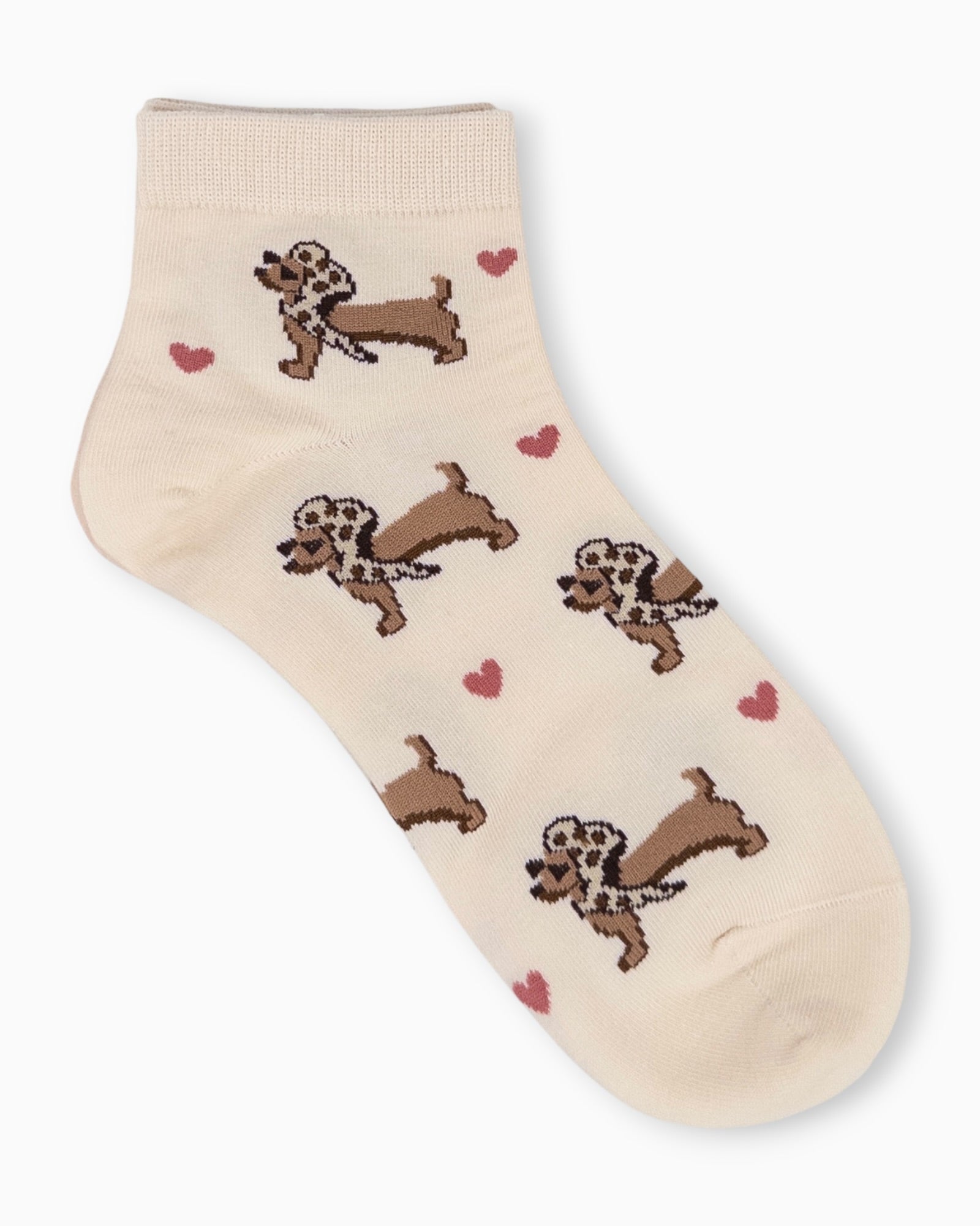 Dackel Socken mit Herzchen beige
