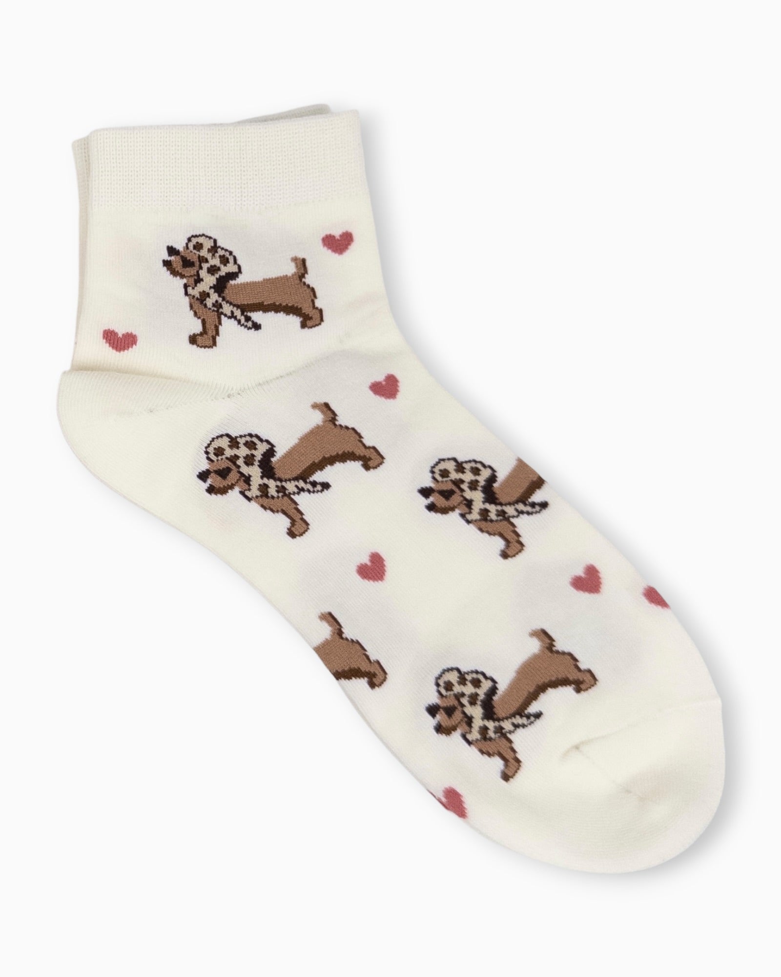 Dackel Socken mit Herzchen creme