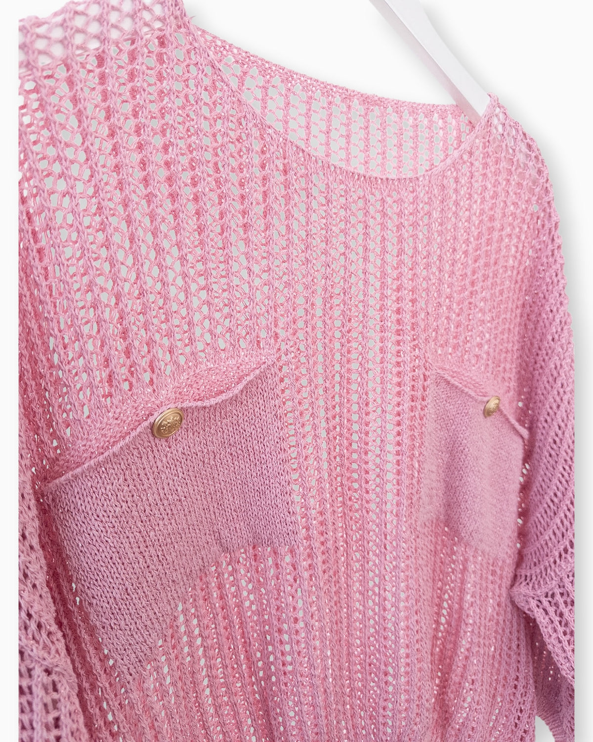 Häkel-Shirt mit Metallic-Effekt rosa