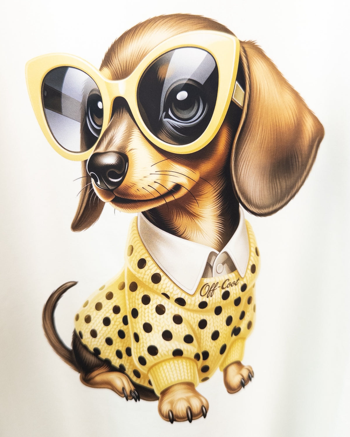 Shirt mit Dackel-Print und Sonnenbrille weiß