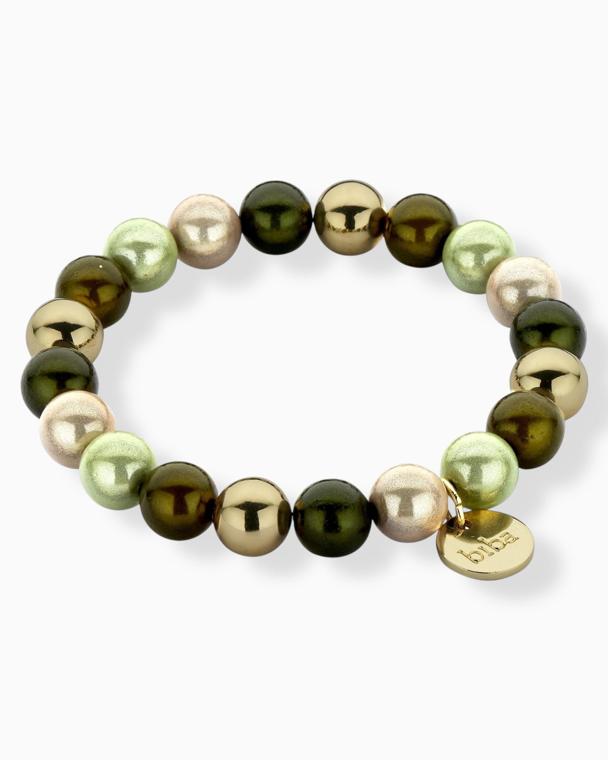 Perlenarmband biba oliv creme goldfarben