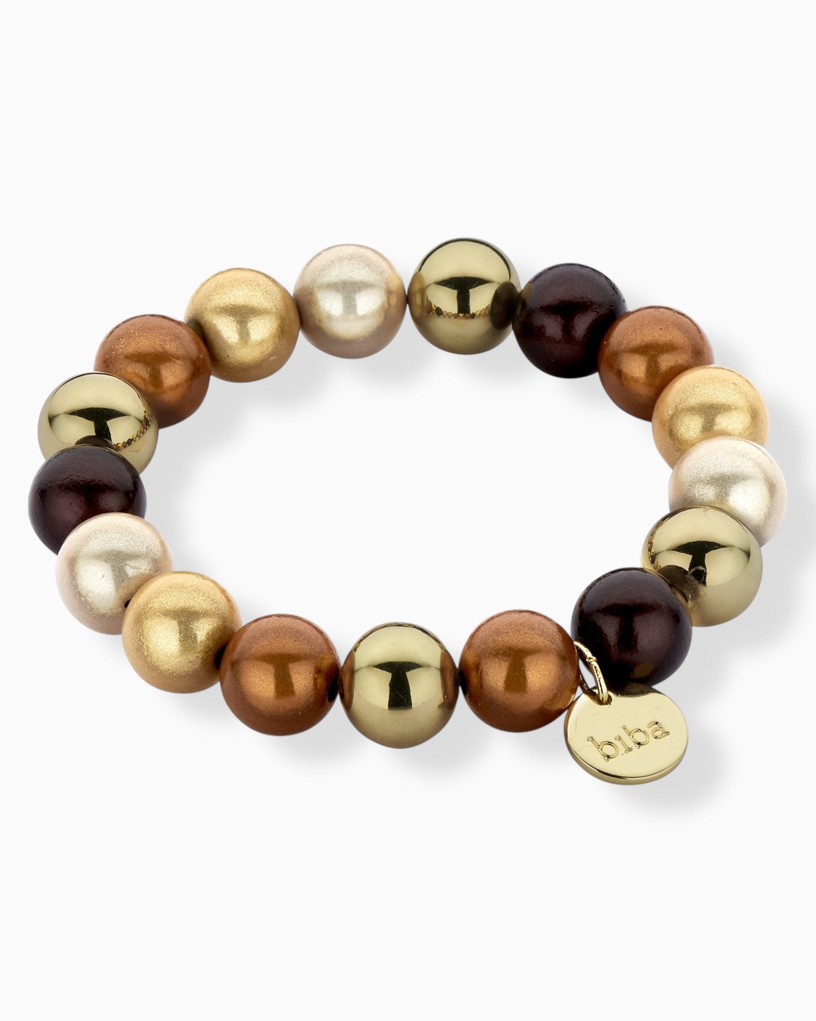 Perlenarmband biba braun kupfer goldfarben