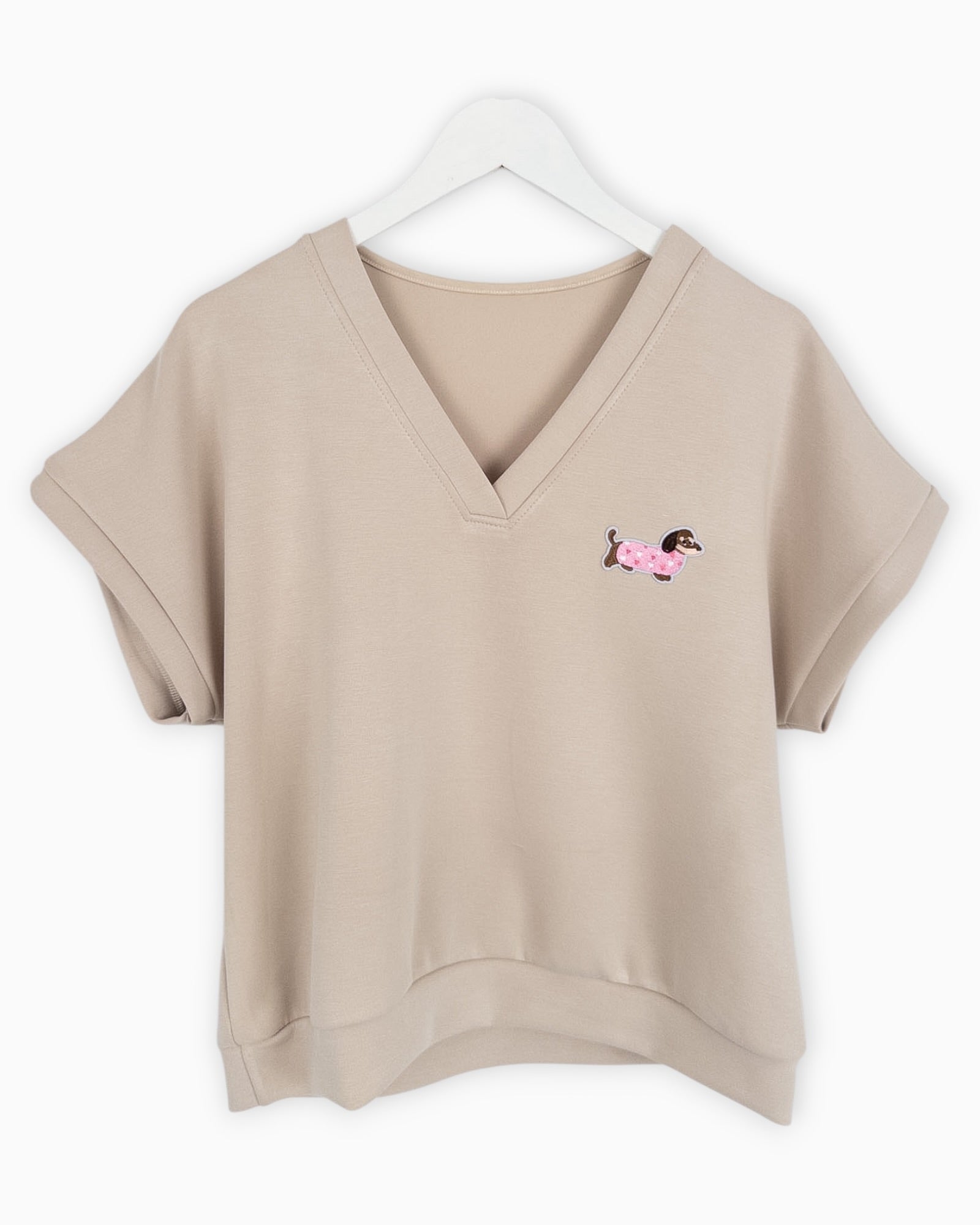 Shirt mit Dackel Motiv beige