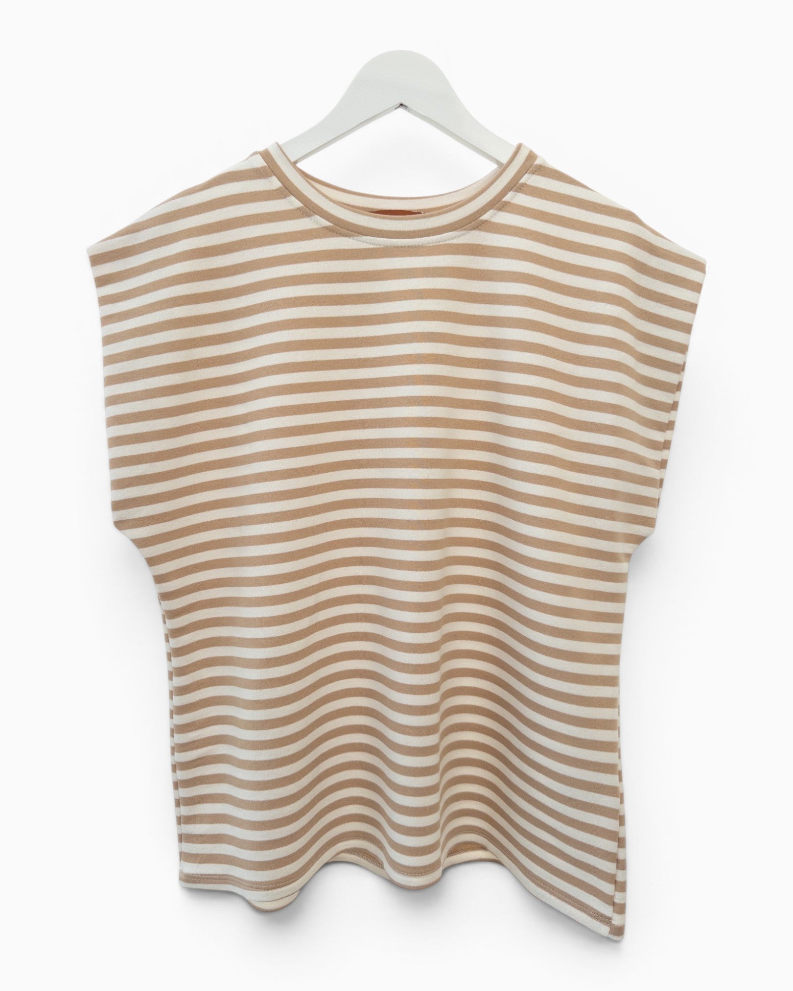 Gestreiftes Shirt mit überschnittener Schulter beige creme