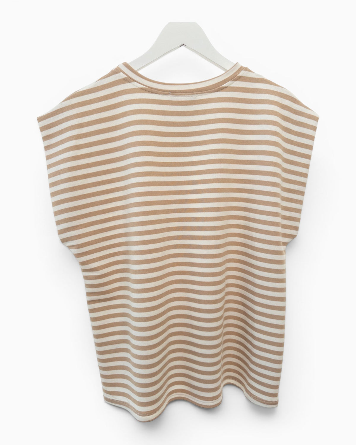 Gestreiftes Shirt mit überschnittener Schulter beige creme