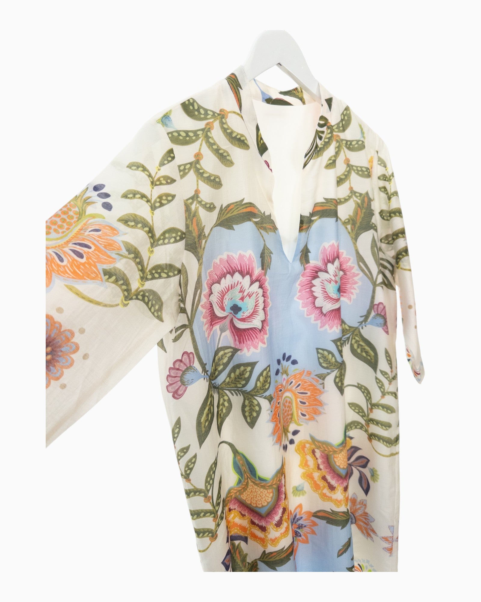Tunika Kleid mit floralem Print creme