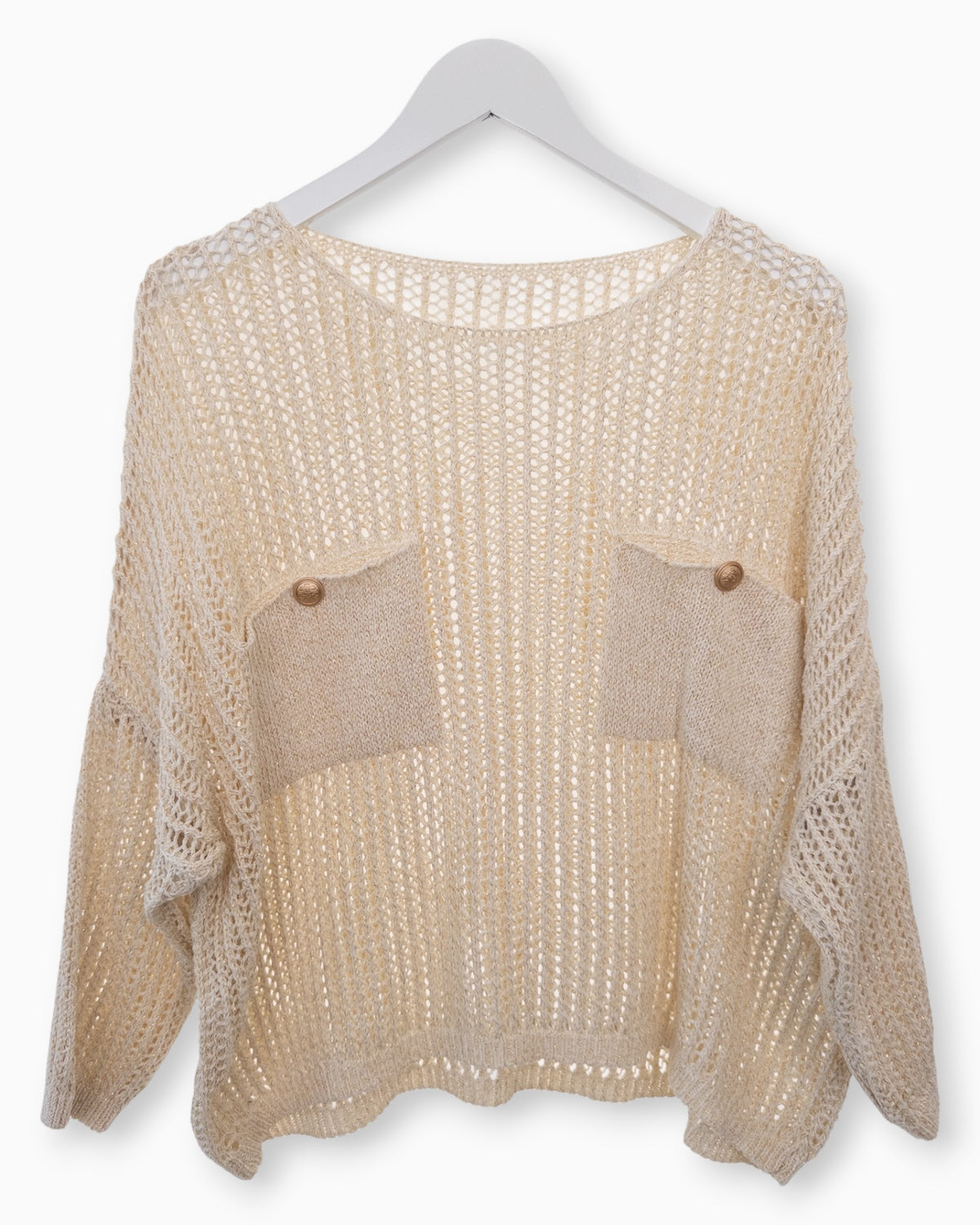 Häkel-Shirt mit Metallic-Effekt creme
