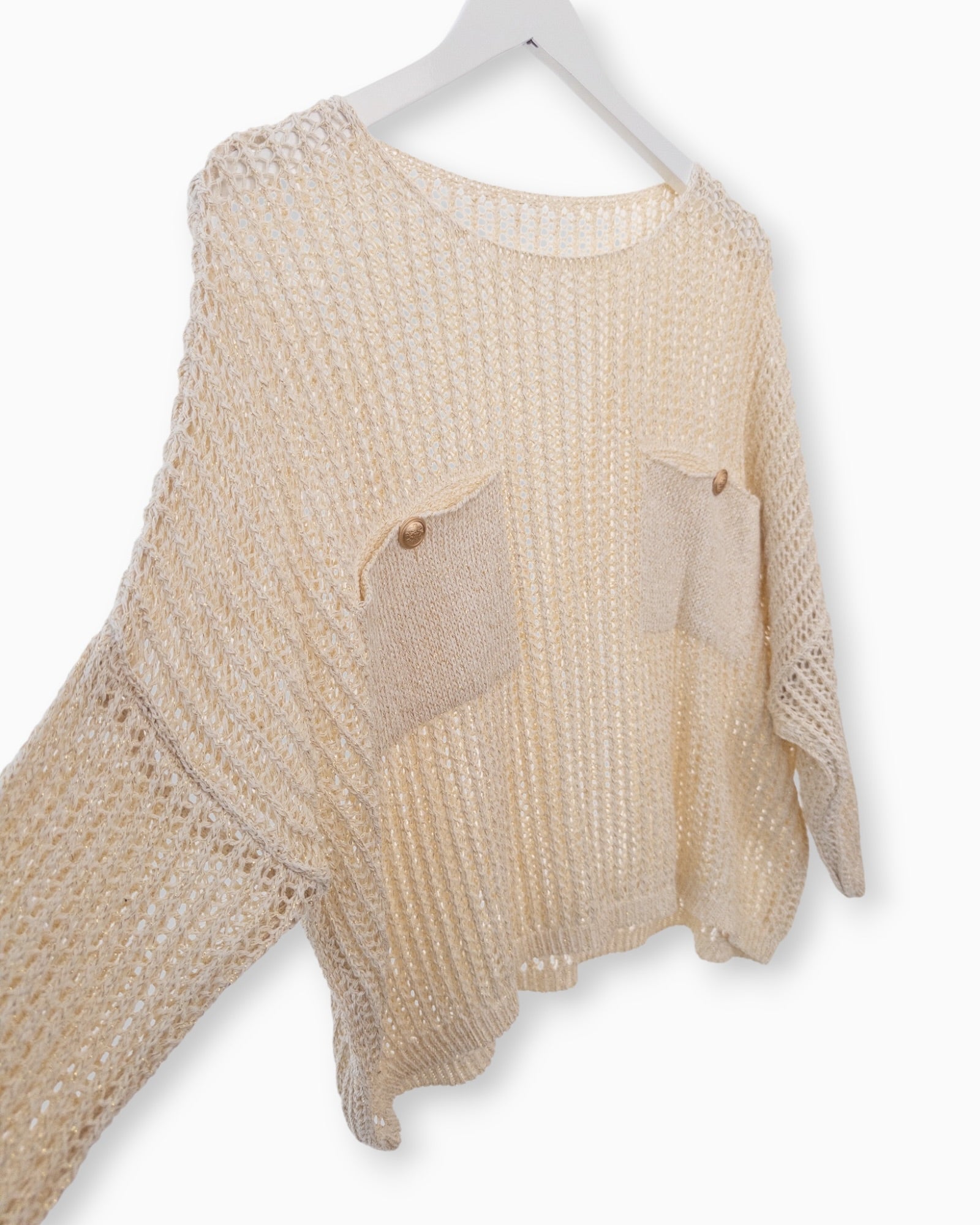 Häkel-Shirt mit Metallic-Effekt creme
