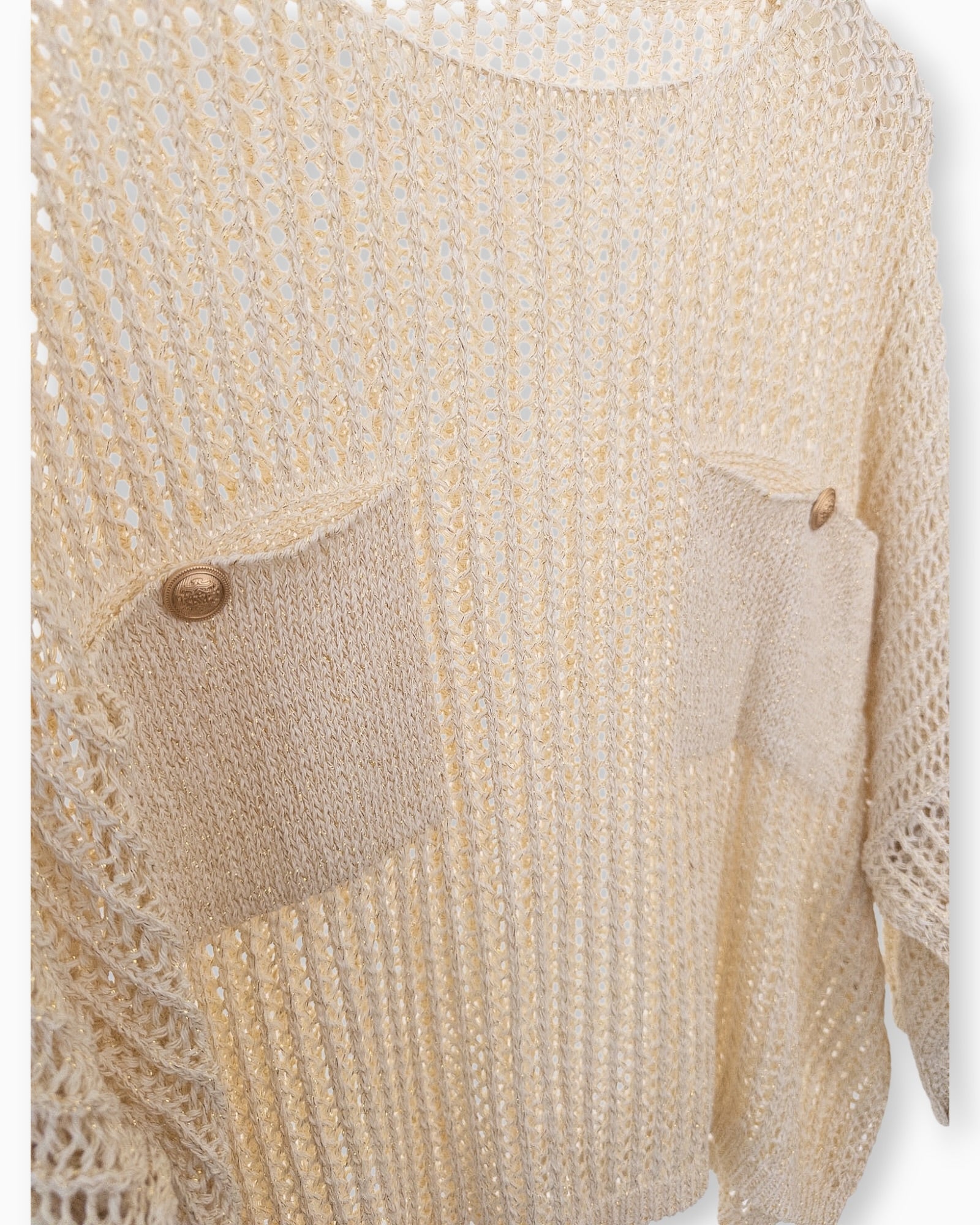 Häkel-Shirt mit Metallic-Effekt creme