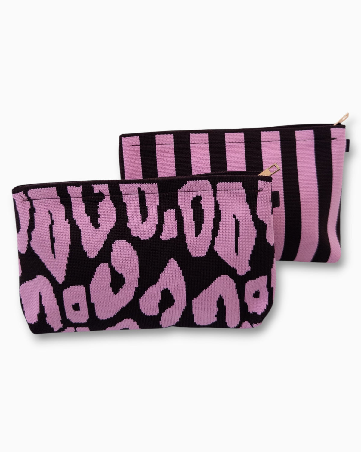 Täschchen mit Streifenmuster rosa dunkelbraun