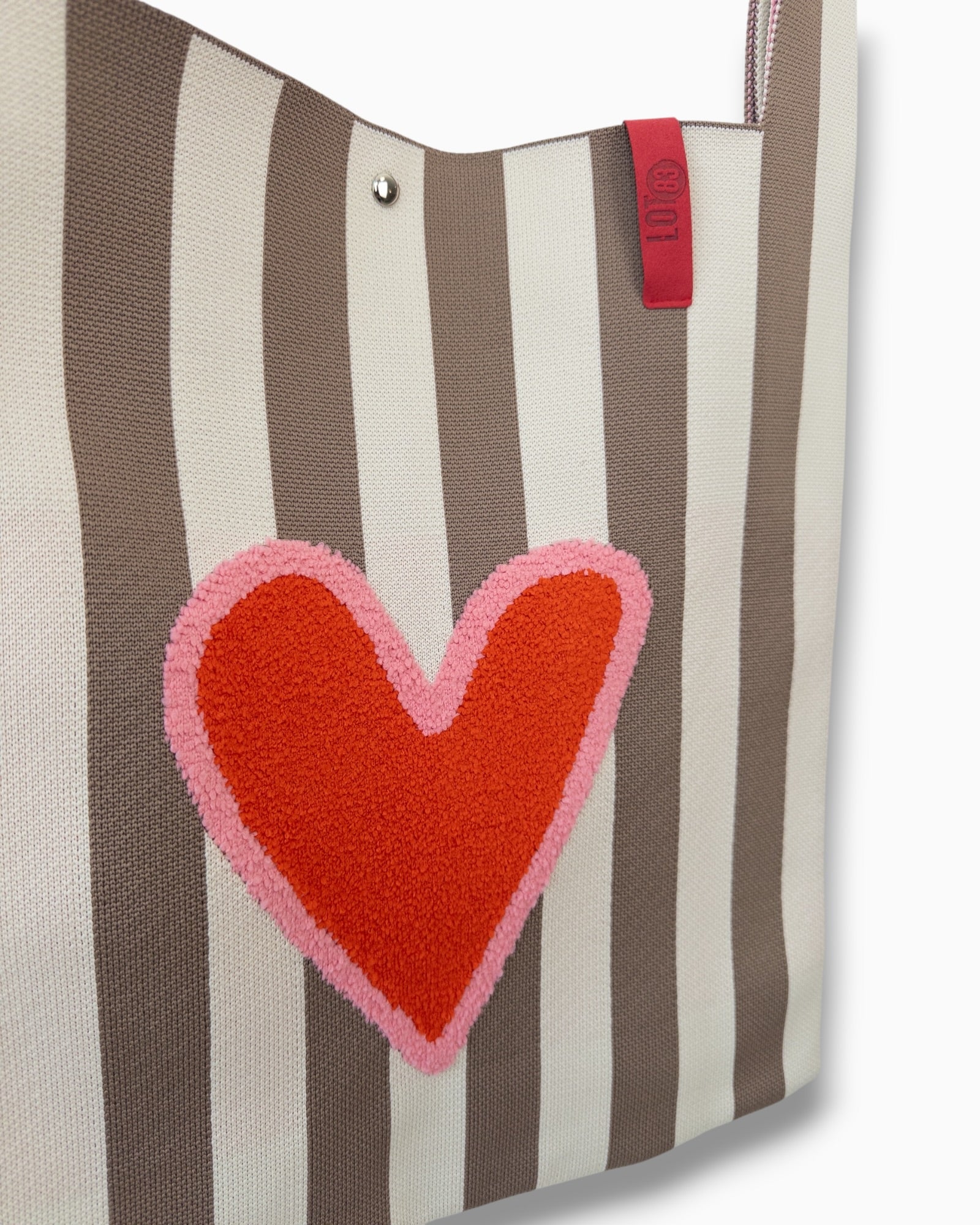 Shopper Rebel Lois LOT83 Herz Streifen taupe creme