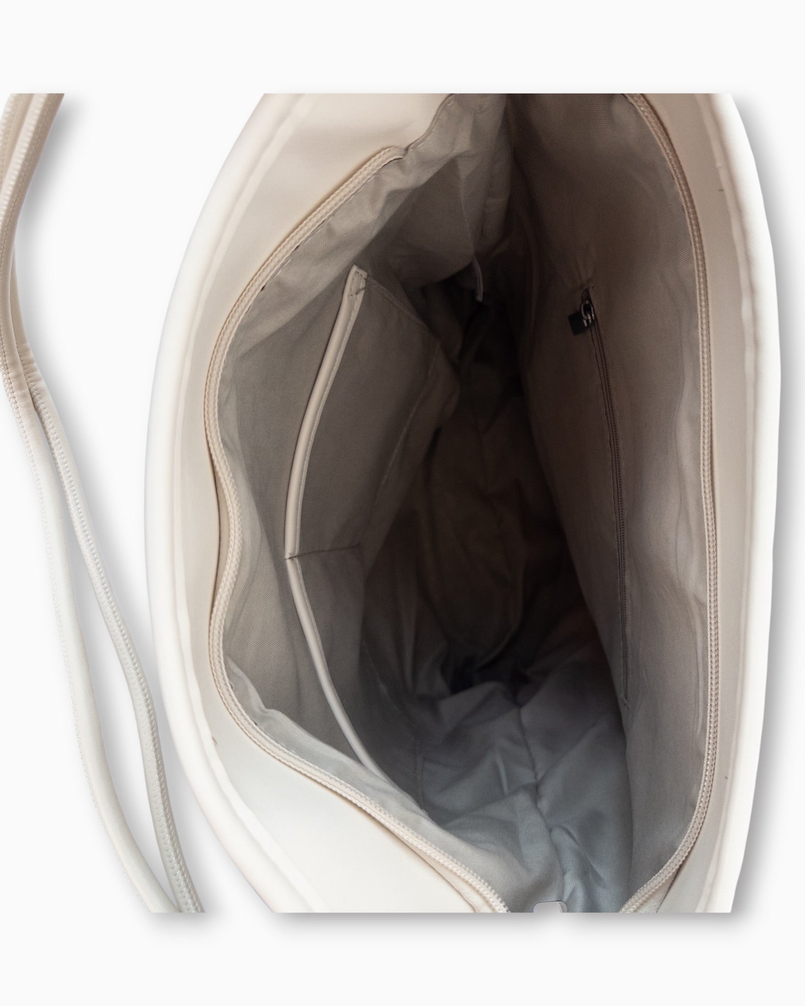 Shopper mit Streifenmuster und Netzstruktur creme braun