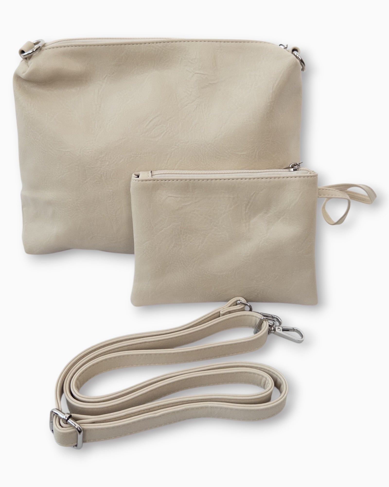 Handtaschen-Set 3-teilig mit Täschchen creme