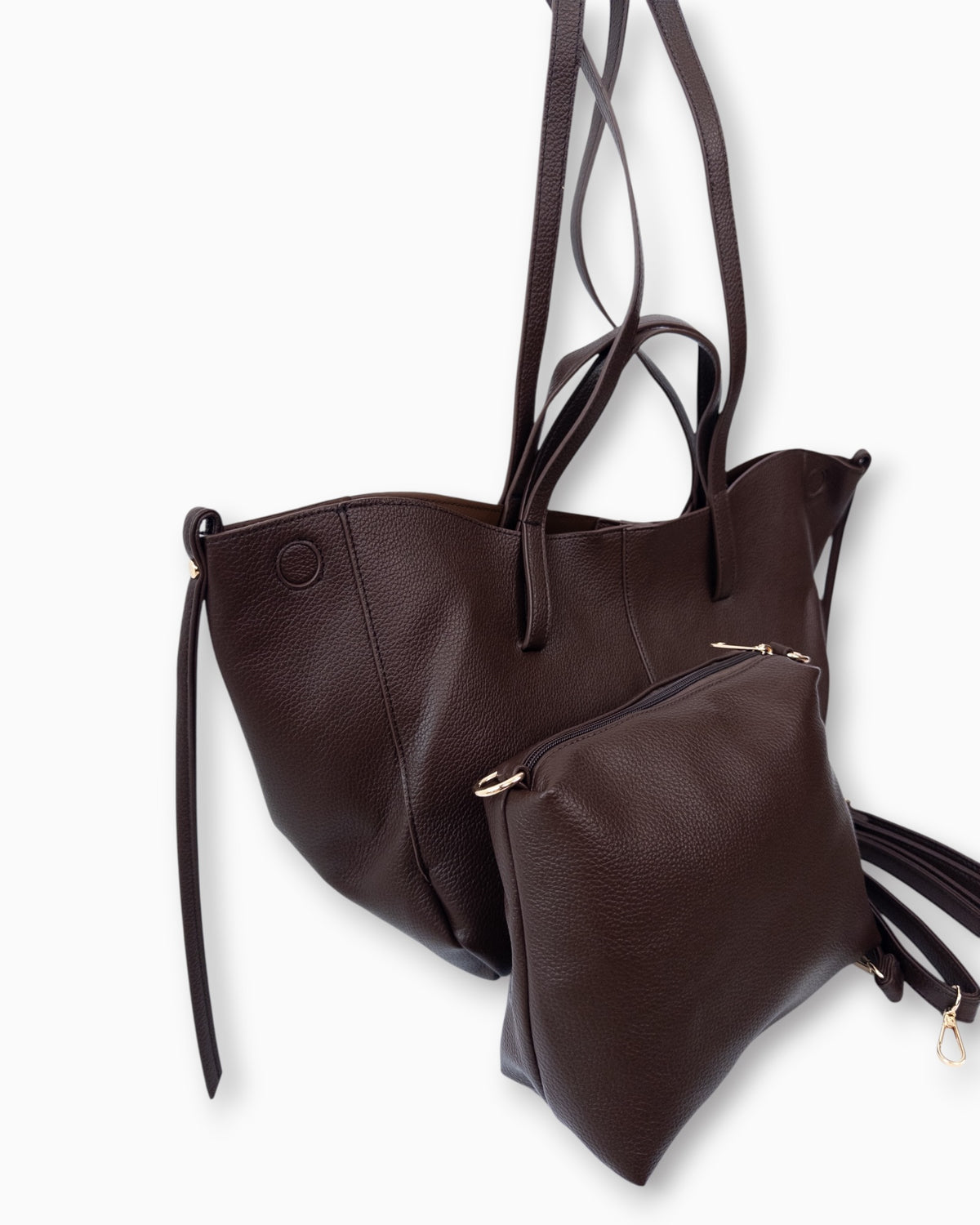 Handtaschen-Set mit herausnehmbarer Innentasche schoko