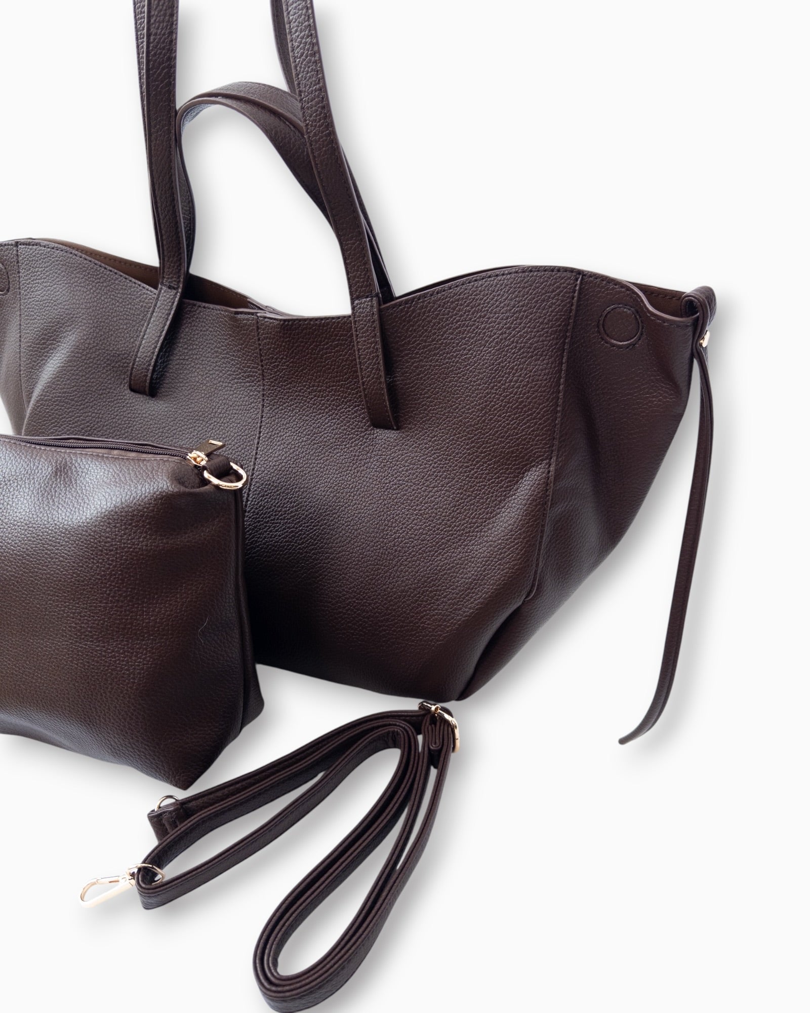 Handtaschen-Set mit herausnehmbarer Innentasche schoko