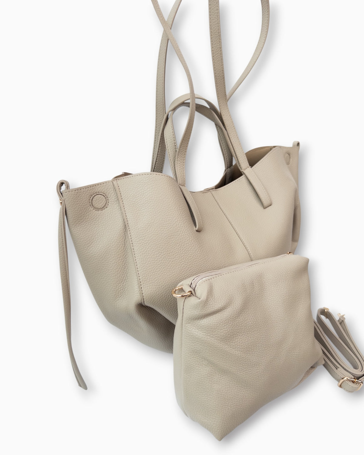 Handtaschen-Set mit herausnehmbarer Innentasche beige