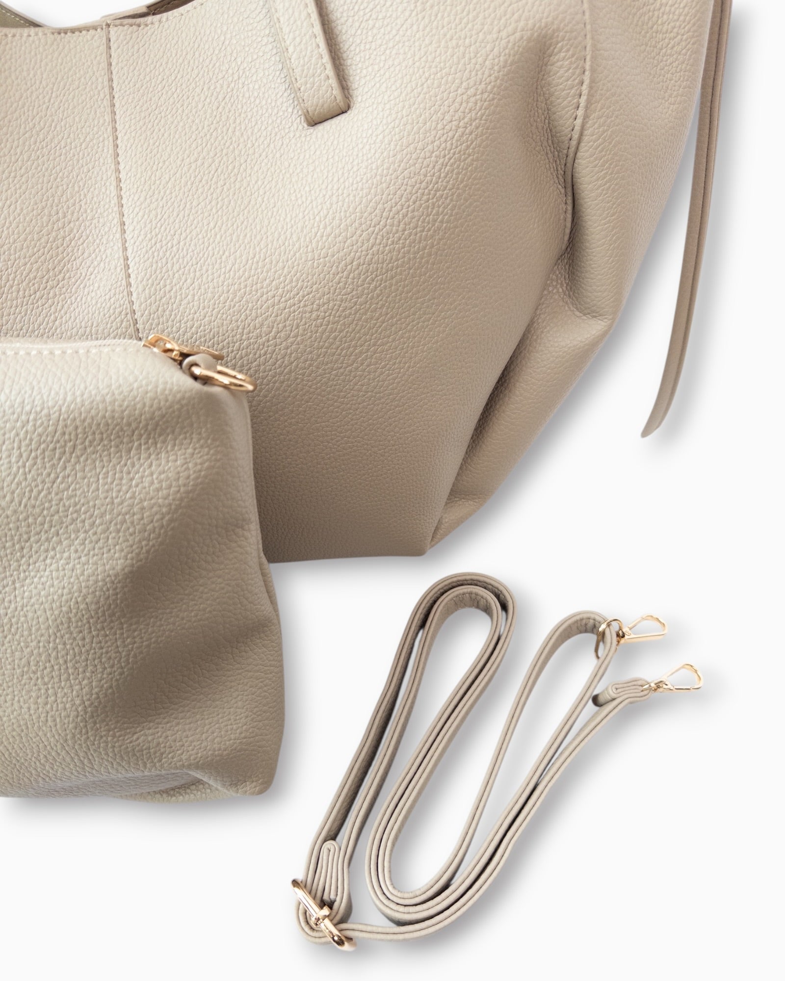 Handtaschen-Set mit herausnehmbarer Innentasche beige