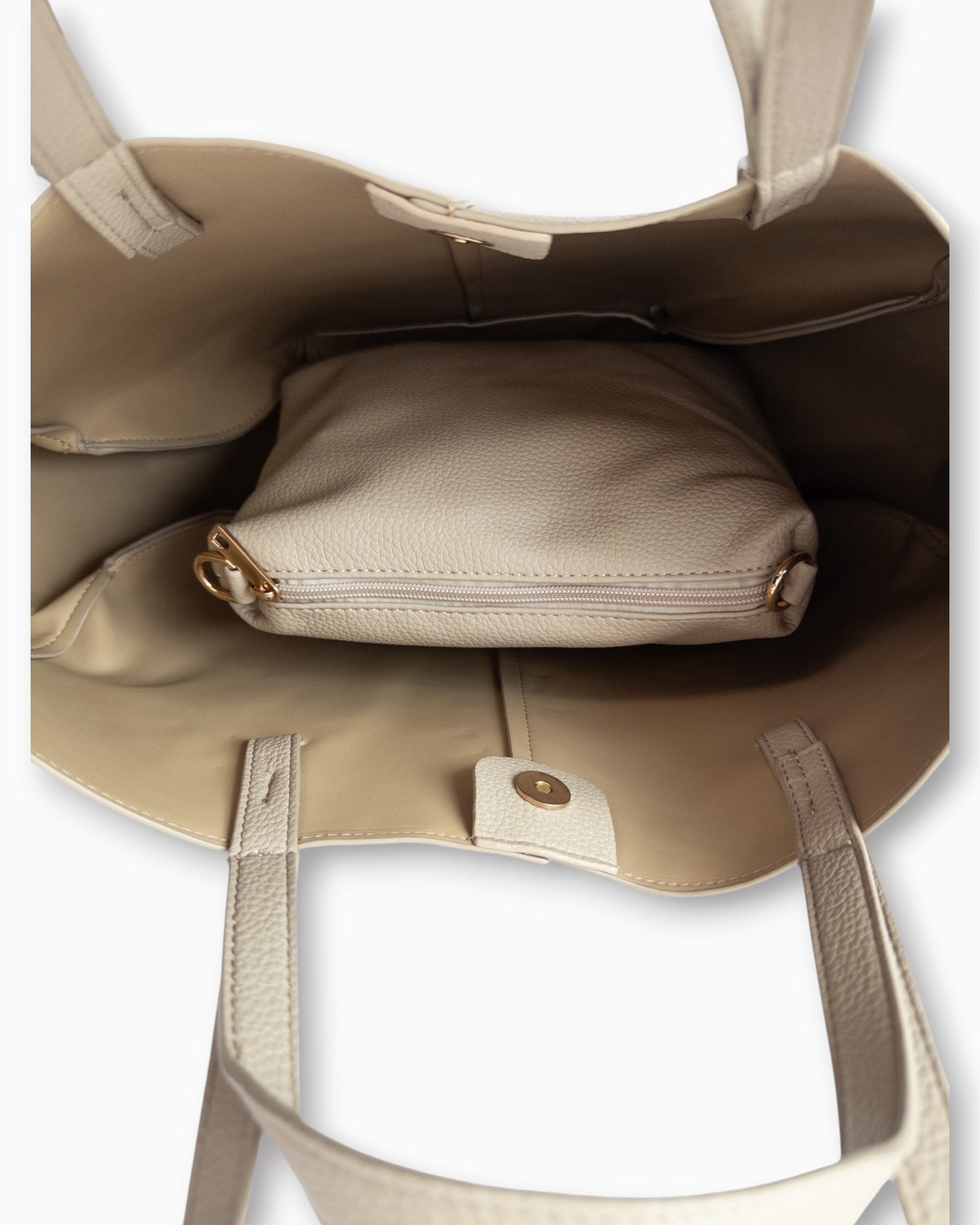 Handtaschen-Set mit herausnehmbarer Innentasche beige