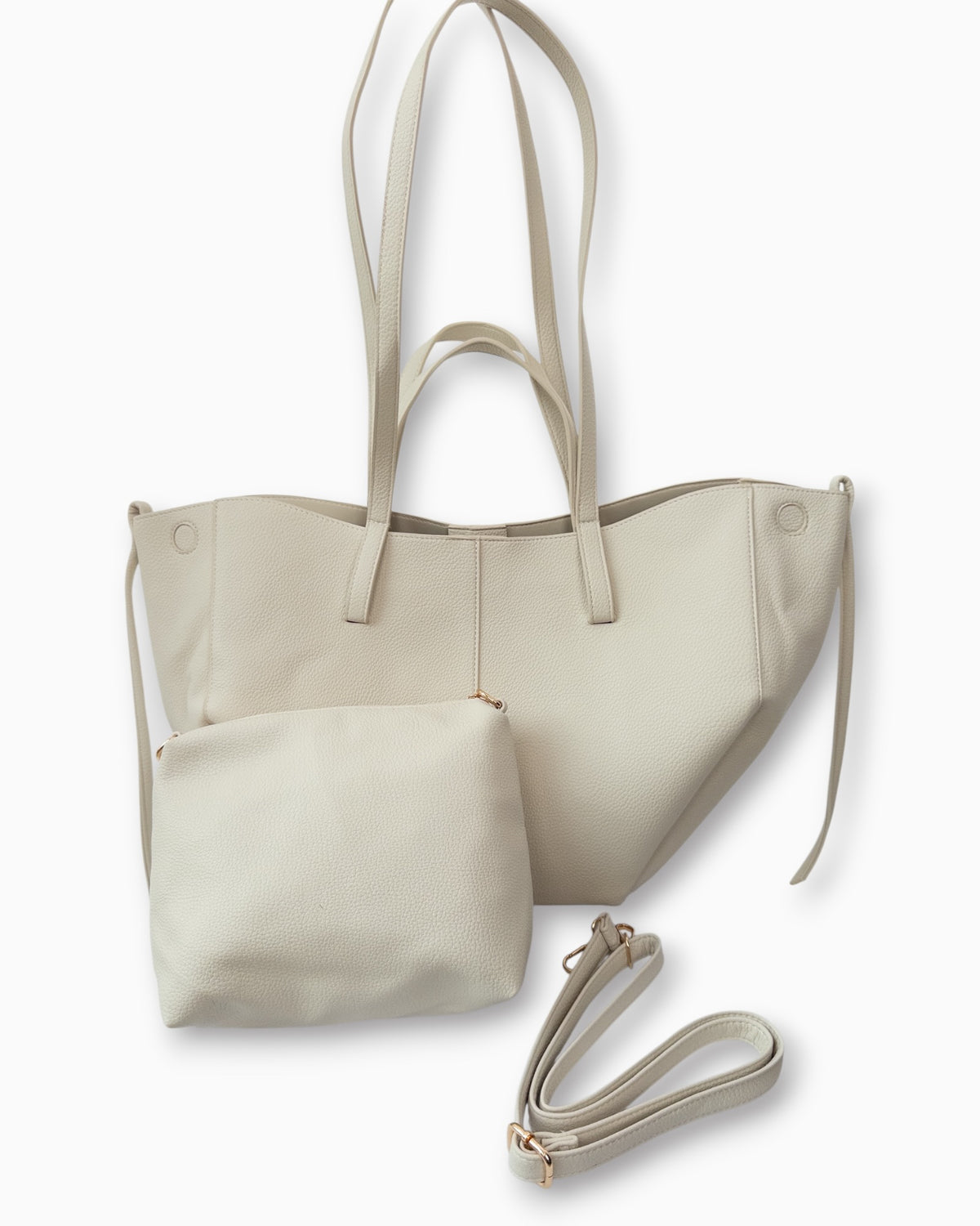Handtaschen-Set mit herausnehmbarer Innentasche creme