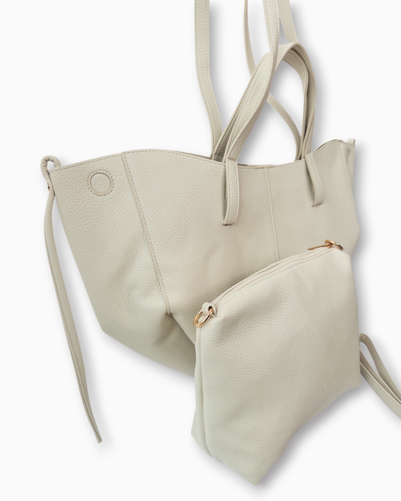 Handtaschen-Set mit herausnehmbarer Innentasche creme