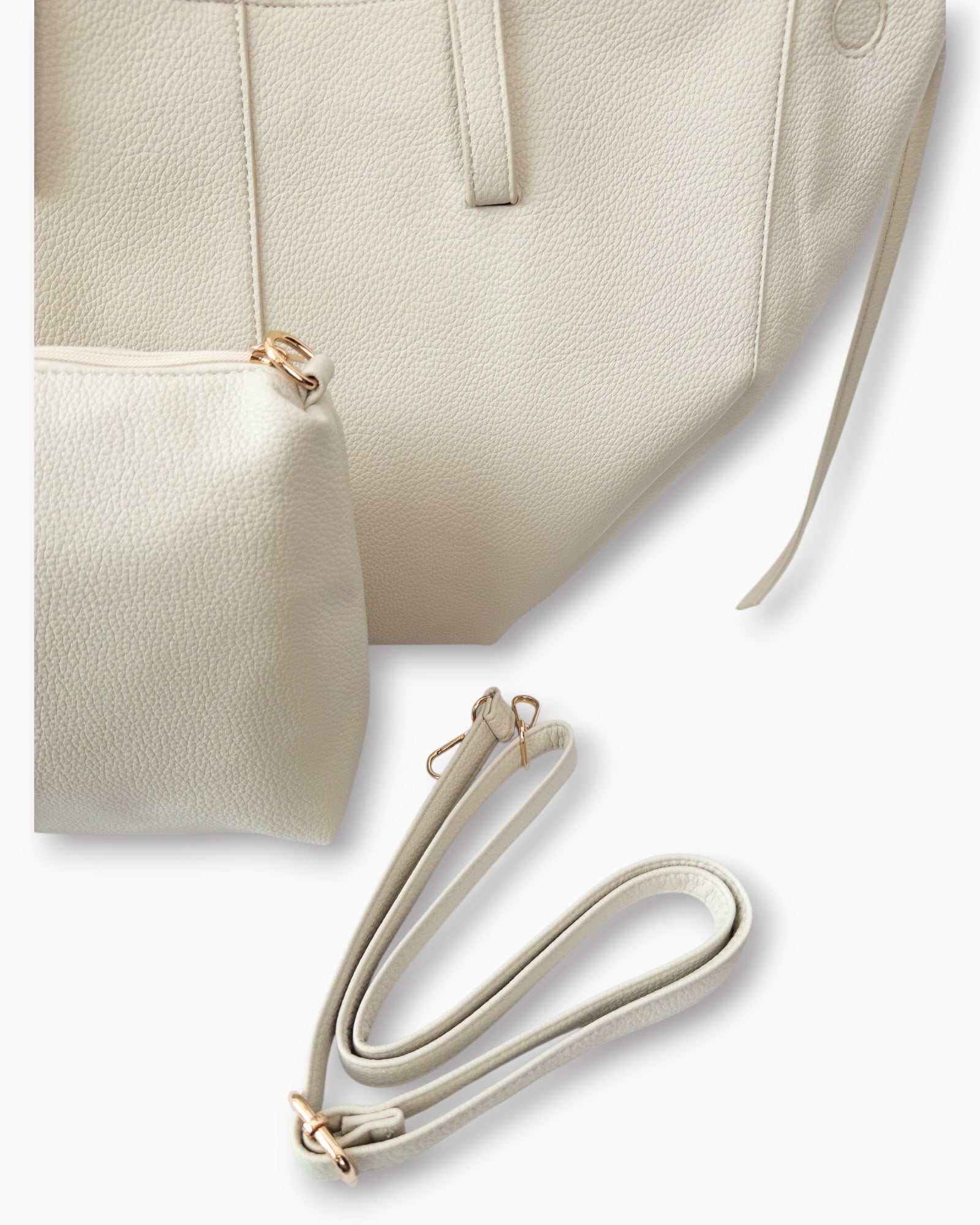 Handtaschen-Set mit herausnehmbarer Innentasche creme