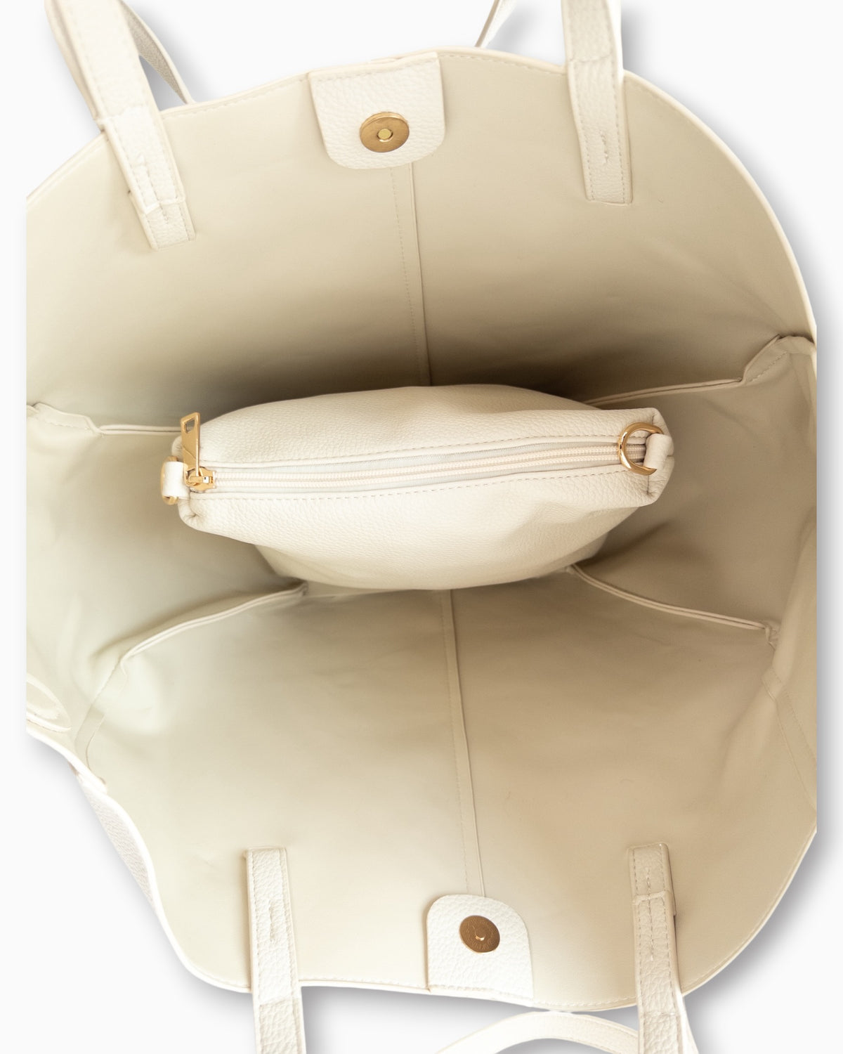 Handtaschen-Set mit herausnehmbarer Innentasche creme