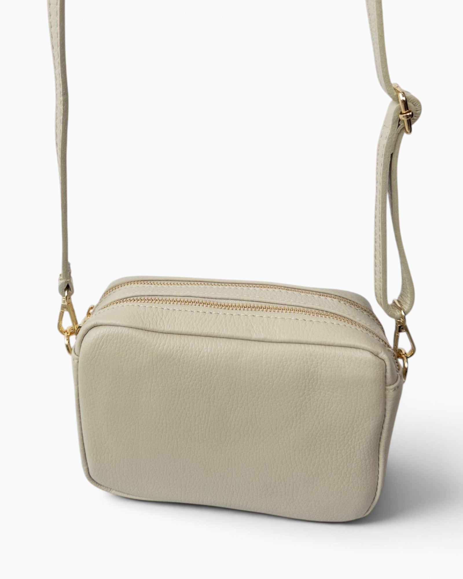 Leder-Umhängetasche beige