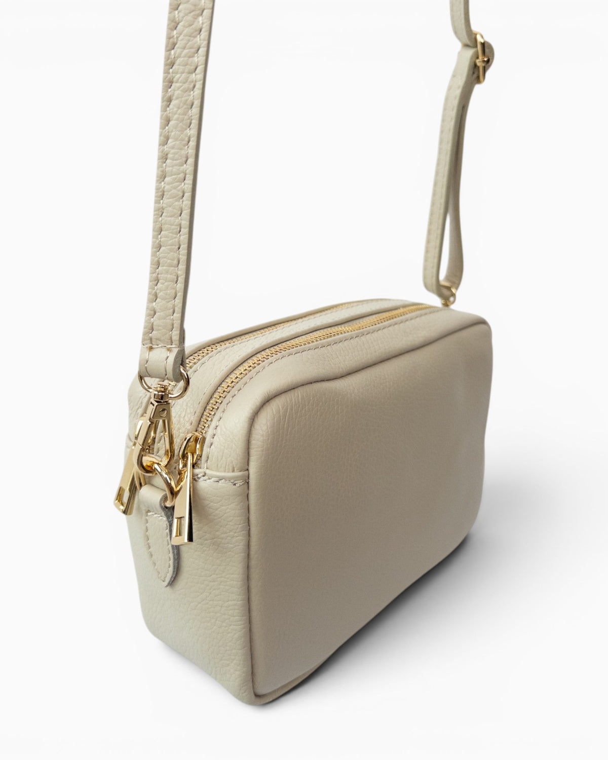 Leder-Umhängetasche beige