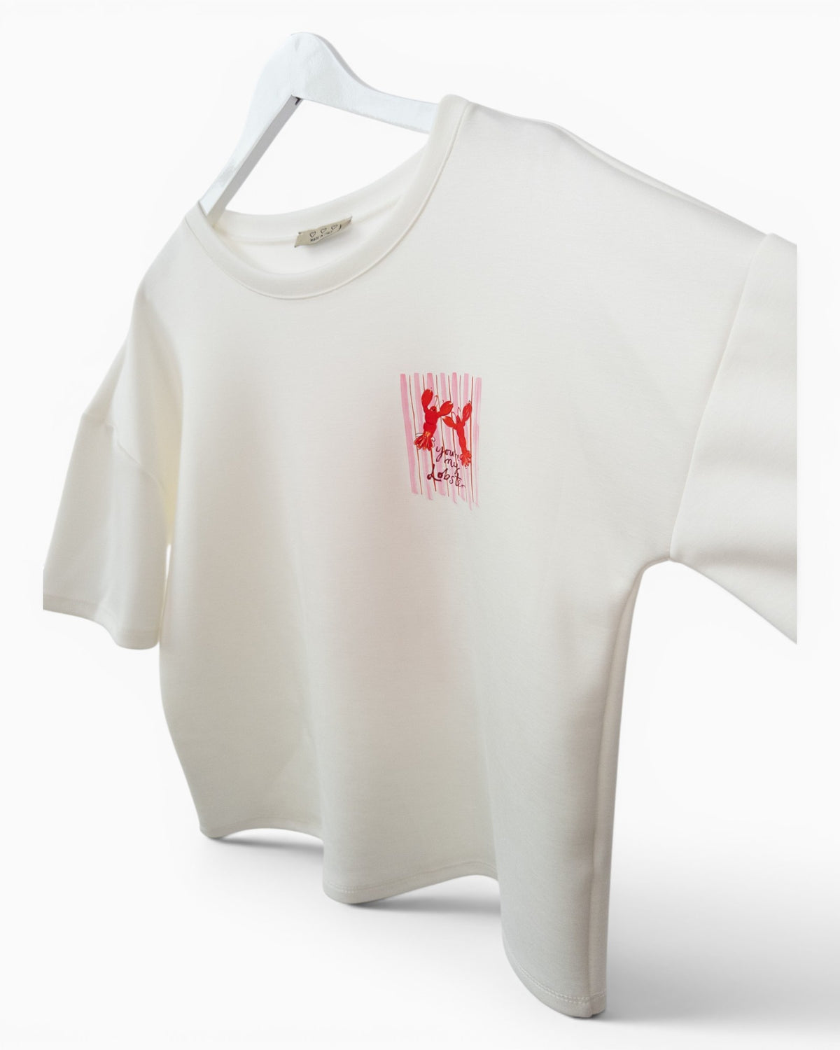 Shirt mit Hummermotiv und Rückendruck weiß