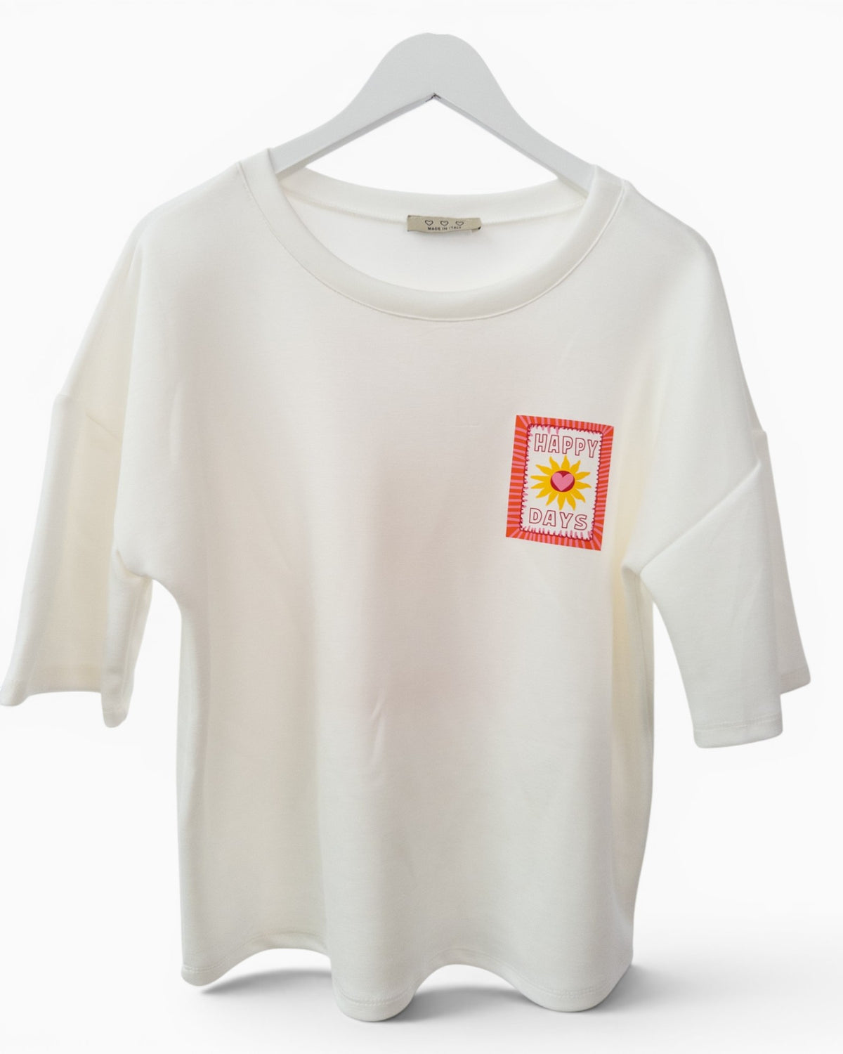 Shirt mit Happy-Days-Motiv und Rückendruck weiß