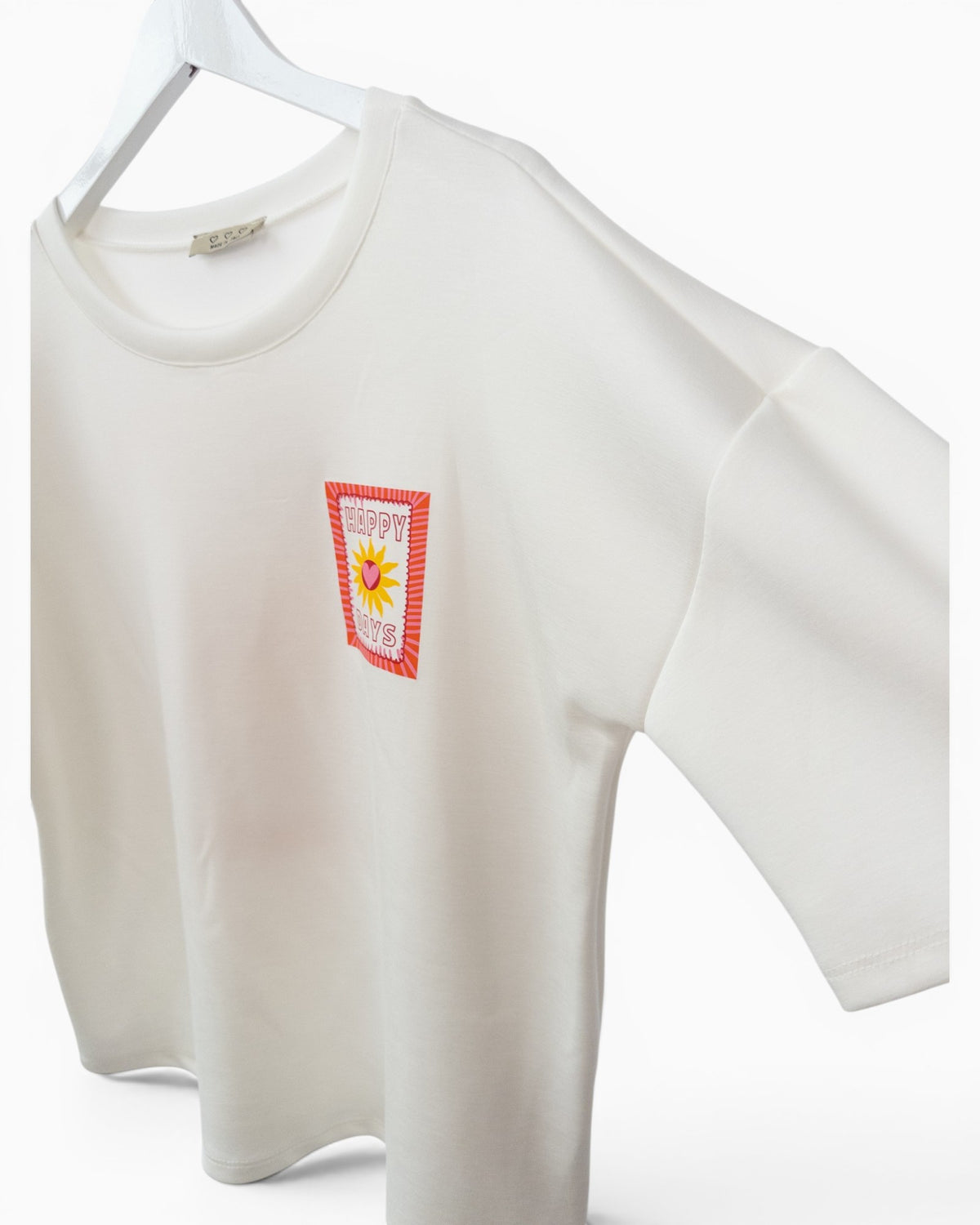 Shirt mit Happy-Days-Motiv und Rückendruck weiß