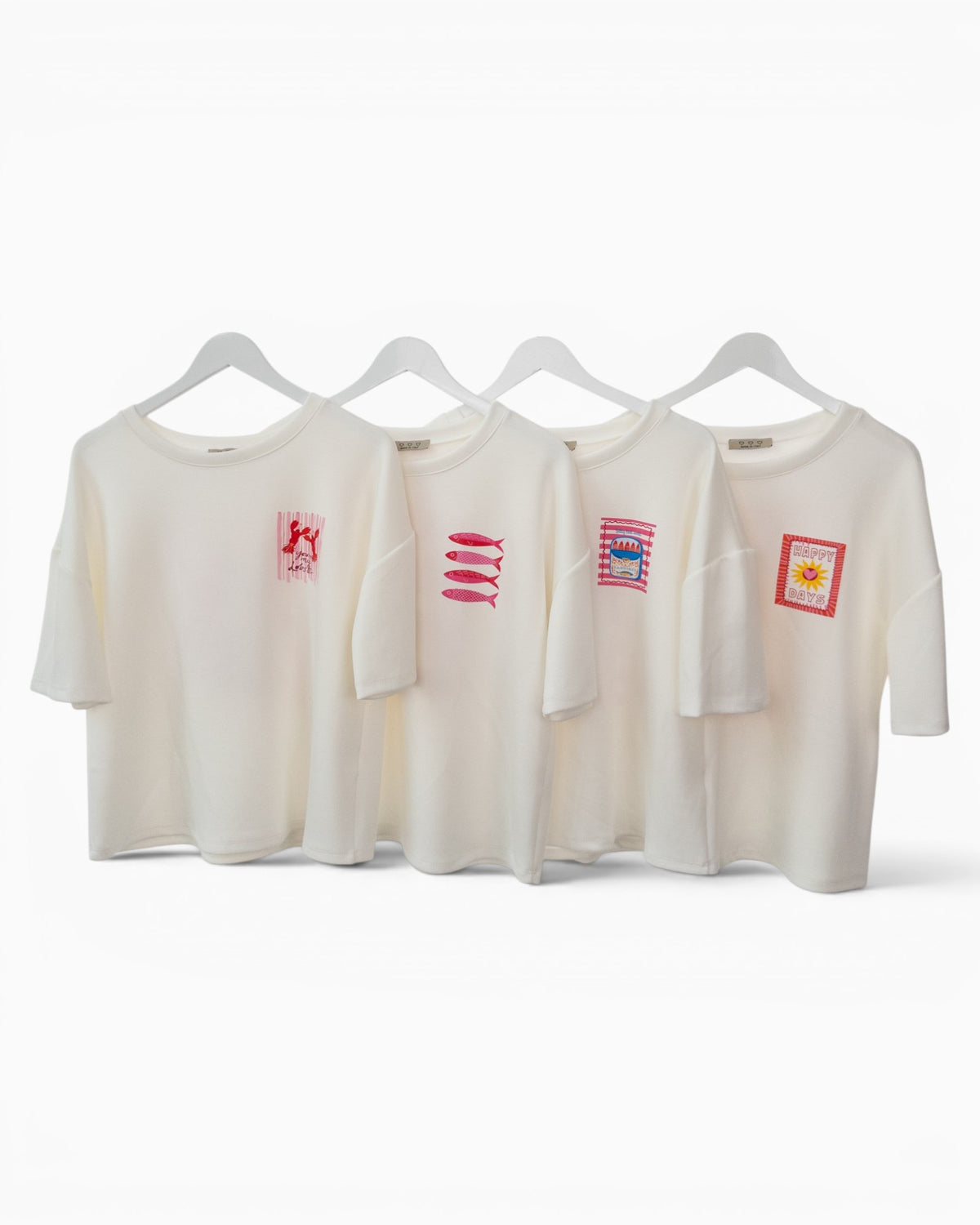 Shirt mit Happy-Days-Motiv und Rückendruck weiß