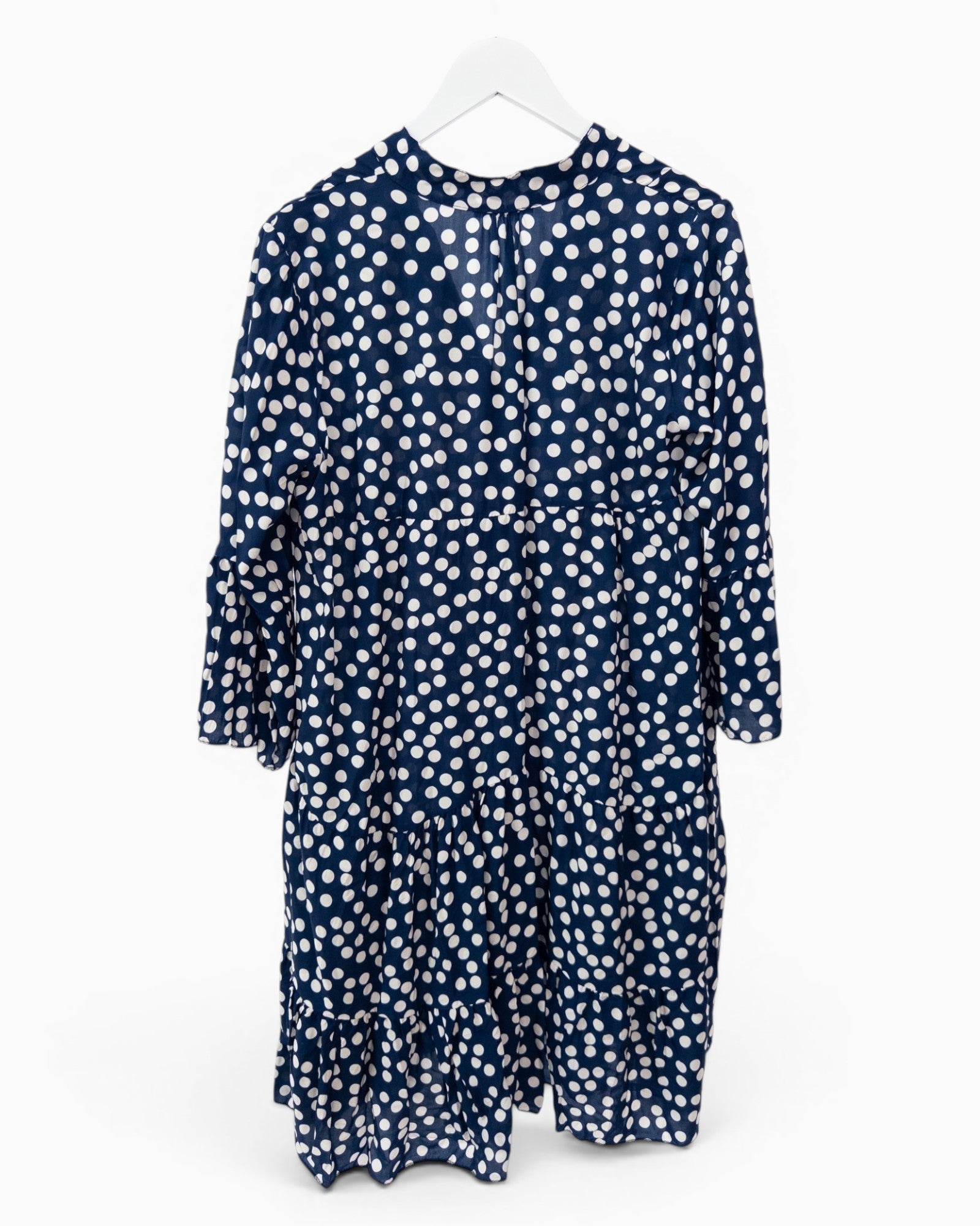 Kleid mit Punktemuster und Knopfleiste dunkelblau