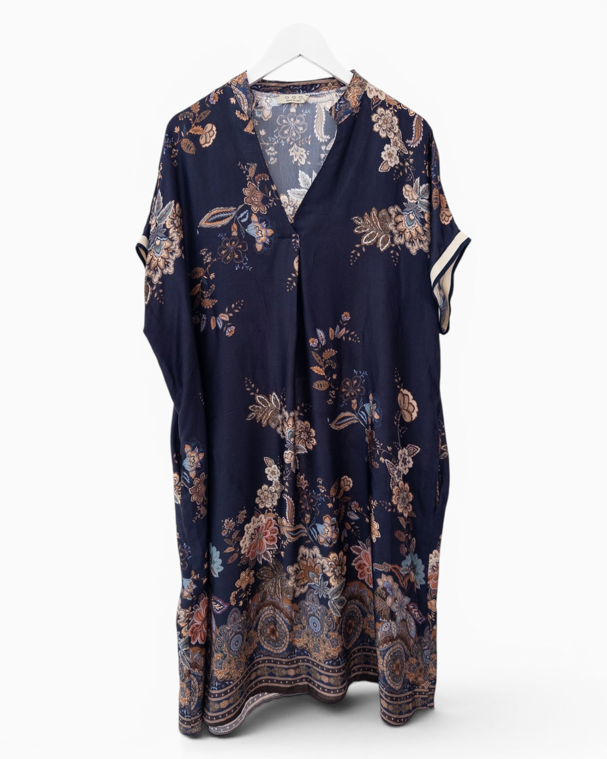 Sommerkleid mit Blumen Paisleymuster dunkelblau