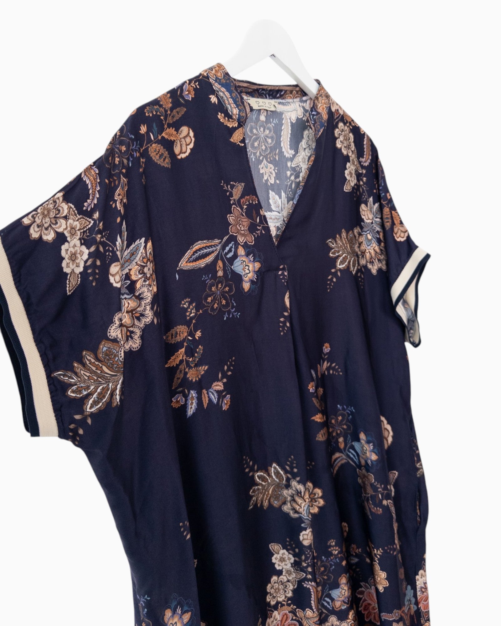 Sommerkleid mit Blumen Paisleymuster dunkelblau