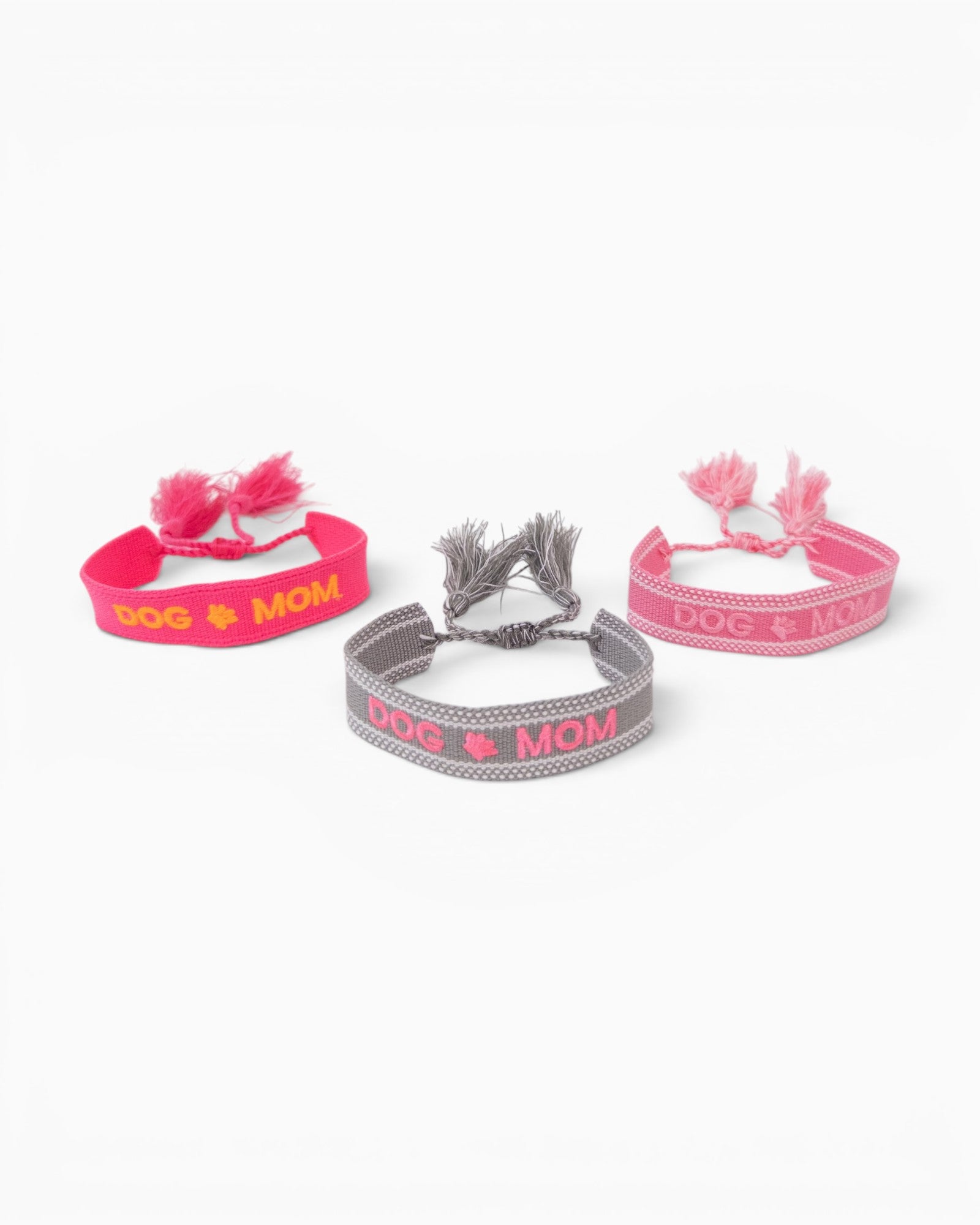 Armband Dog Mom mit Quasten grau