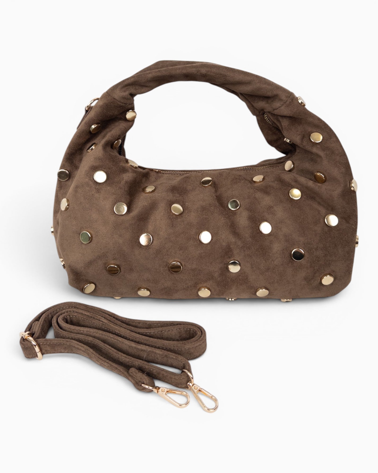 Handtasche Nieten Wildlederoptik taupe