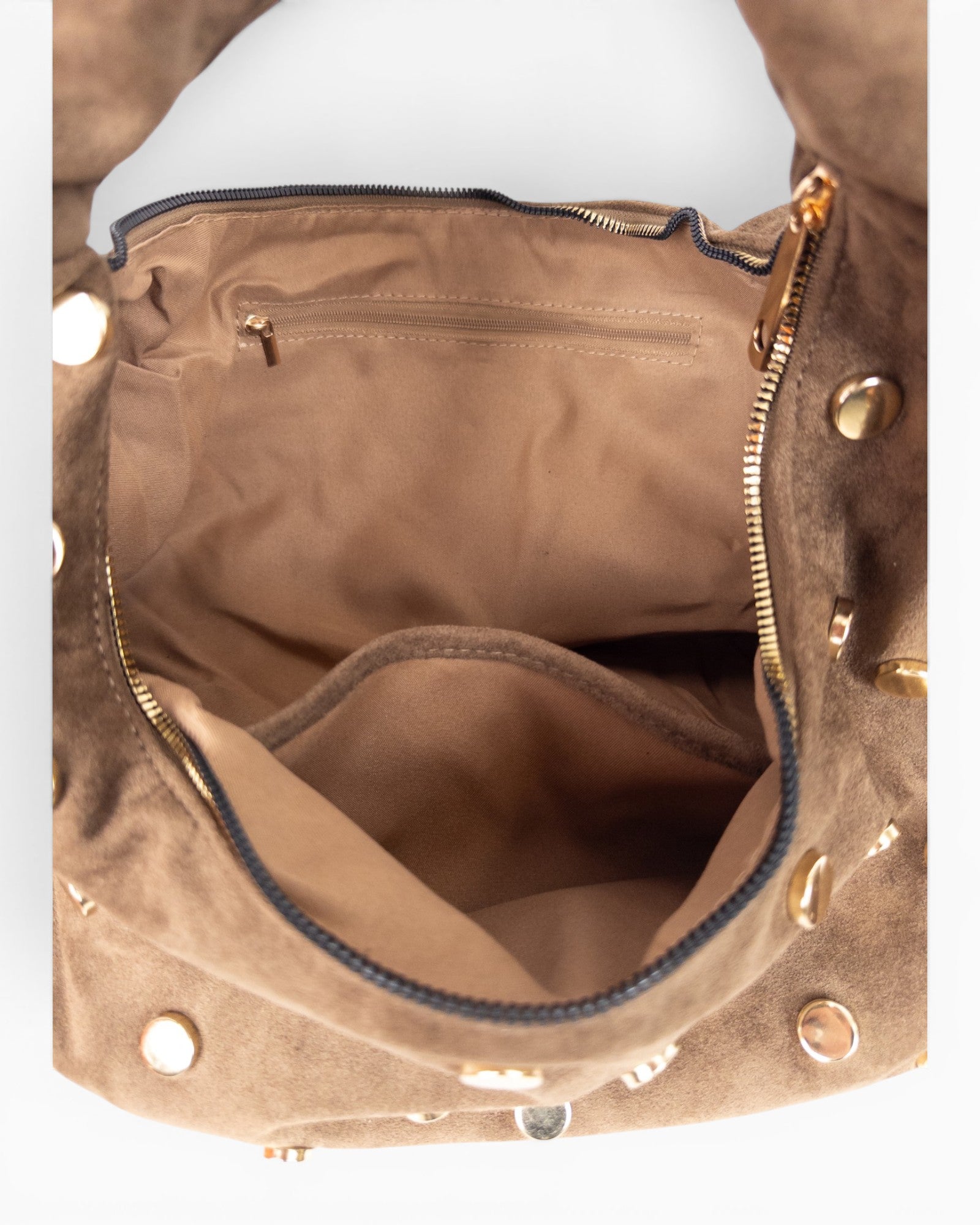 Handtasche Nieten Wildlederoptik taupe