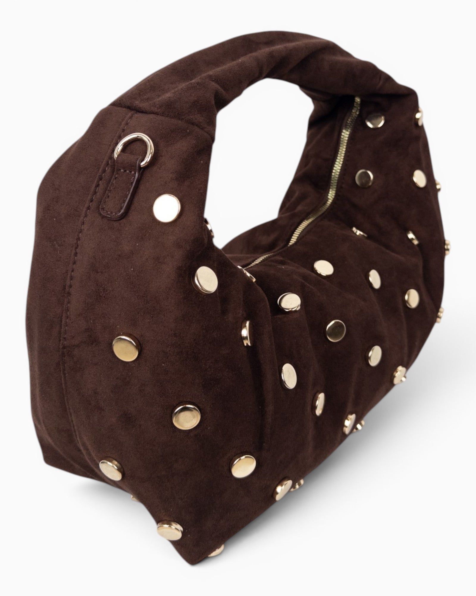 Handtasche Nieten Wildlederoptik dunkelbraun